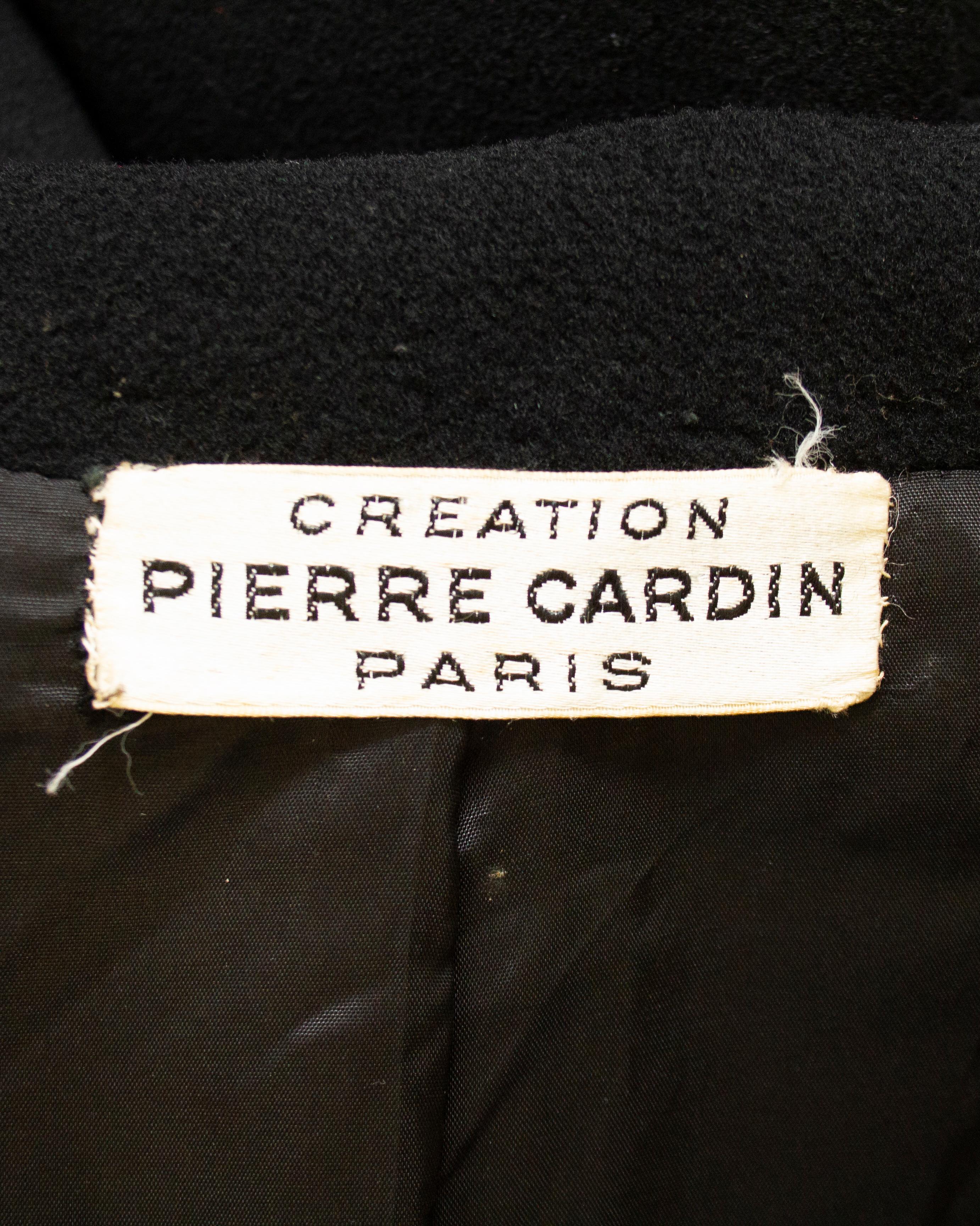 1960s Pierre Cardin Black Wool Mod Swing Coat  For Sale 2