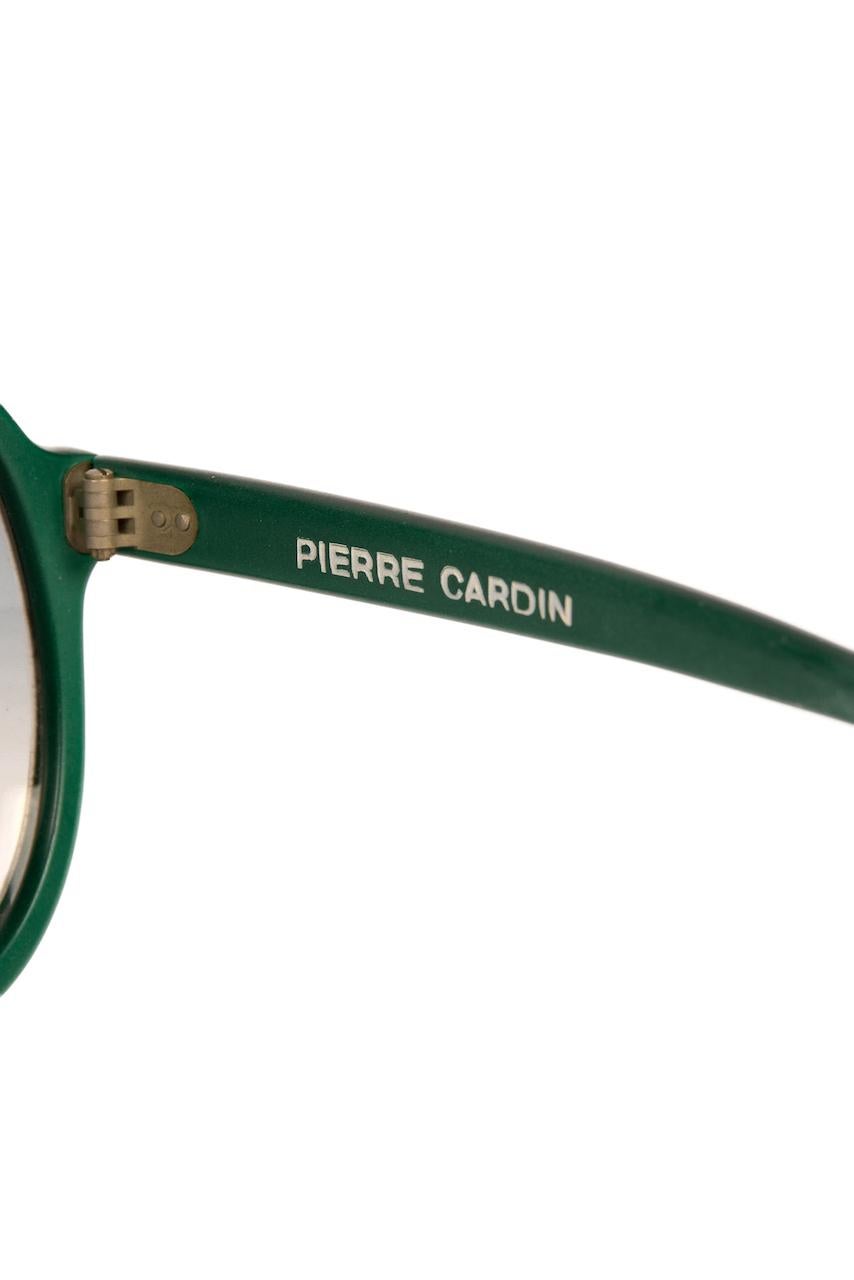 1960s PIERRE CARDIN British Racing Green Oversized Round Sunglasses Grey Lenses 5