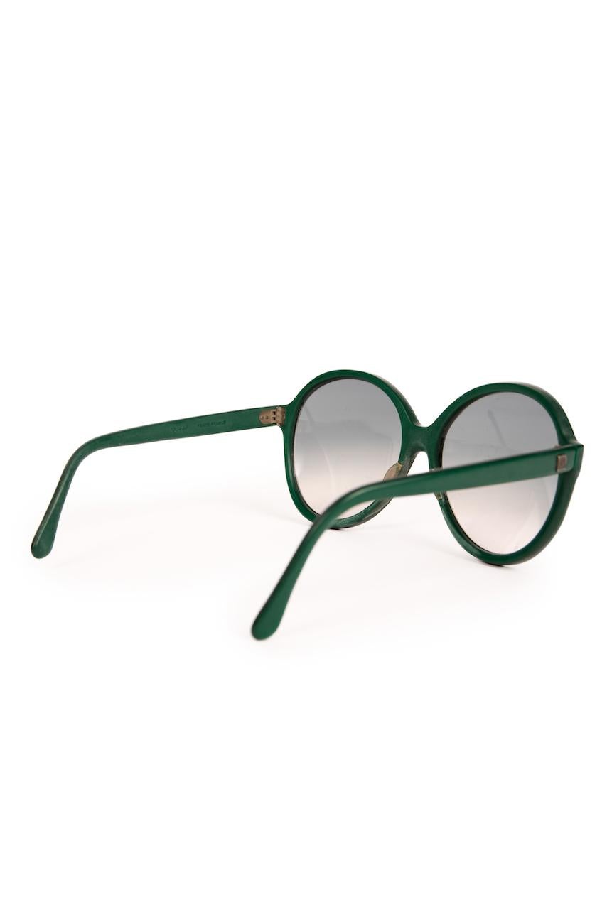 Gray 1960s PIERRE CARDIN British Racing Green Oversized Round Sunglasses Grey Lenses