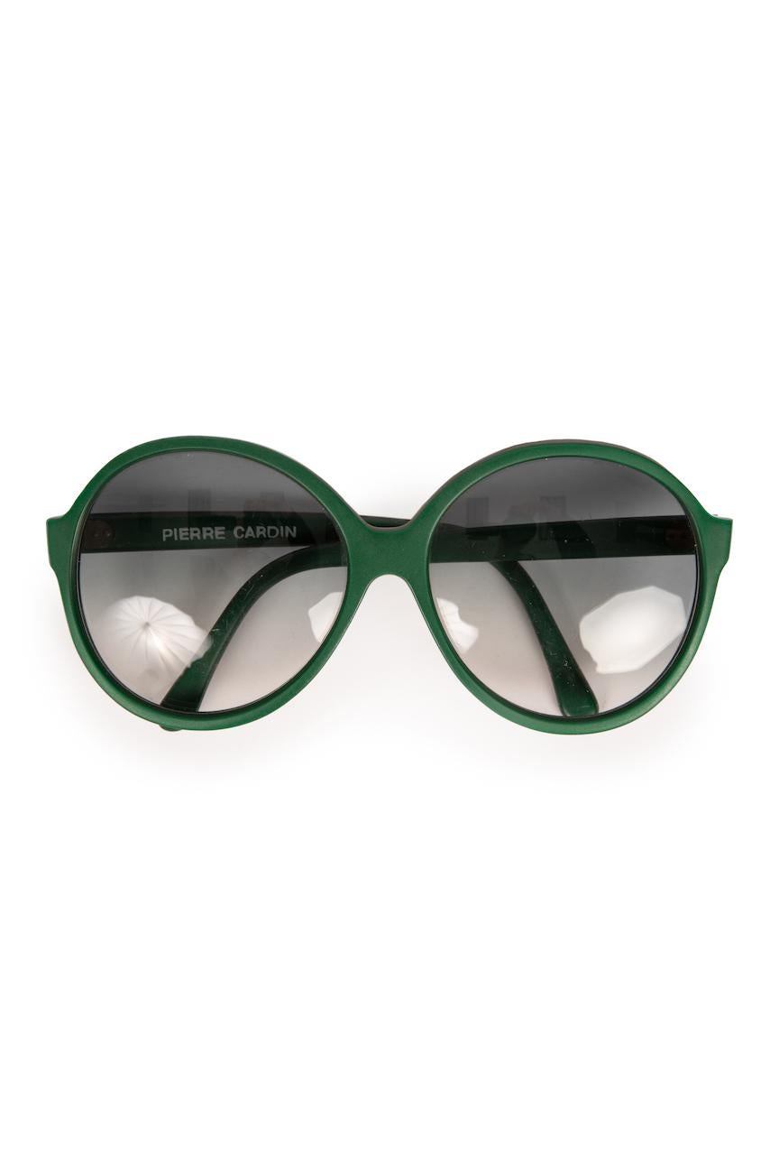 1960s PIERRE CARDIN British Racing Green Oversized Round Sunglasses Grey Lenses 1