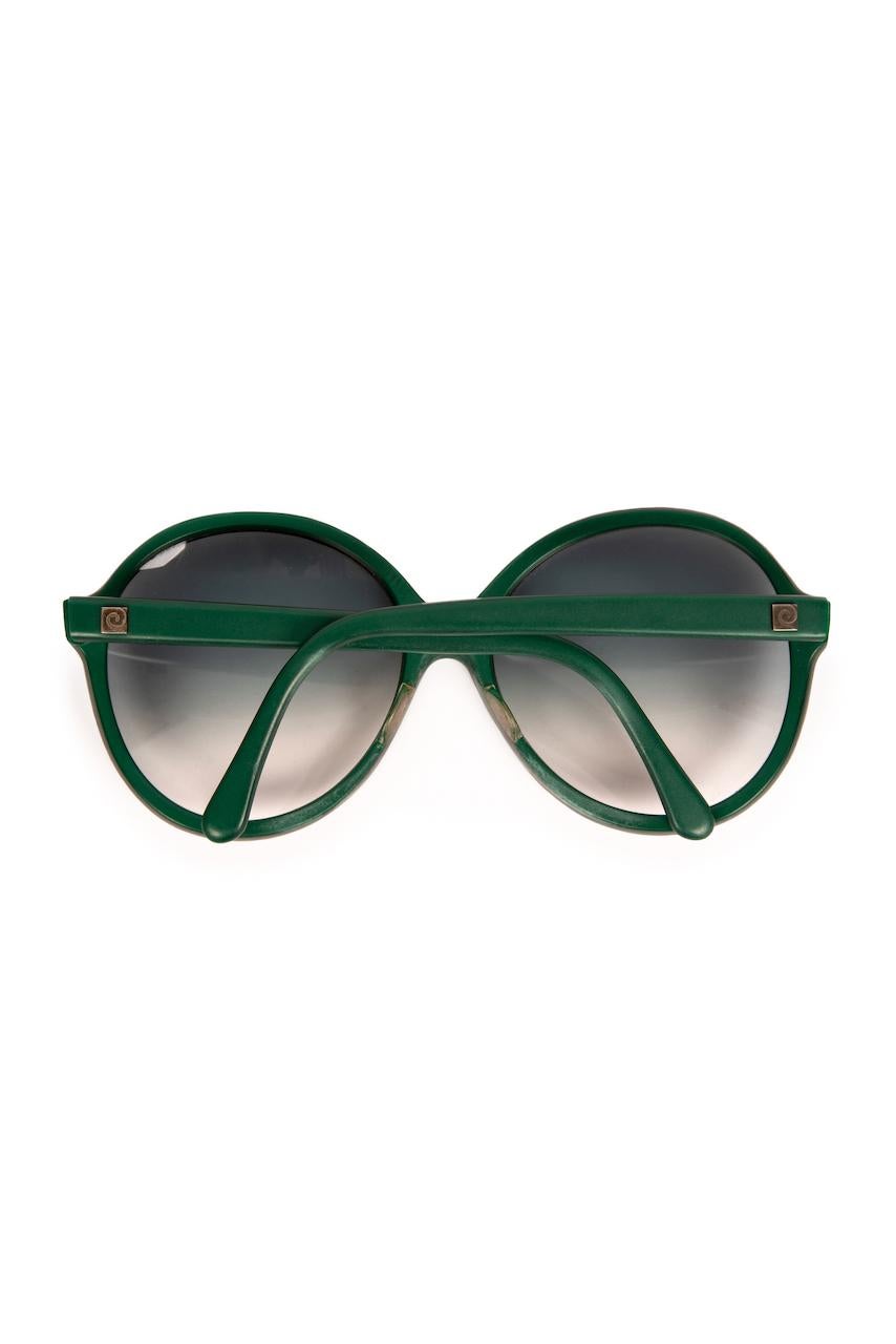 1960s PIERRE CARDIN British Racing Green Oversized Round Sunglasses Grey Lenses 2