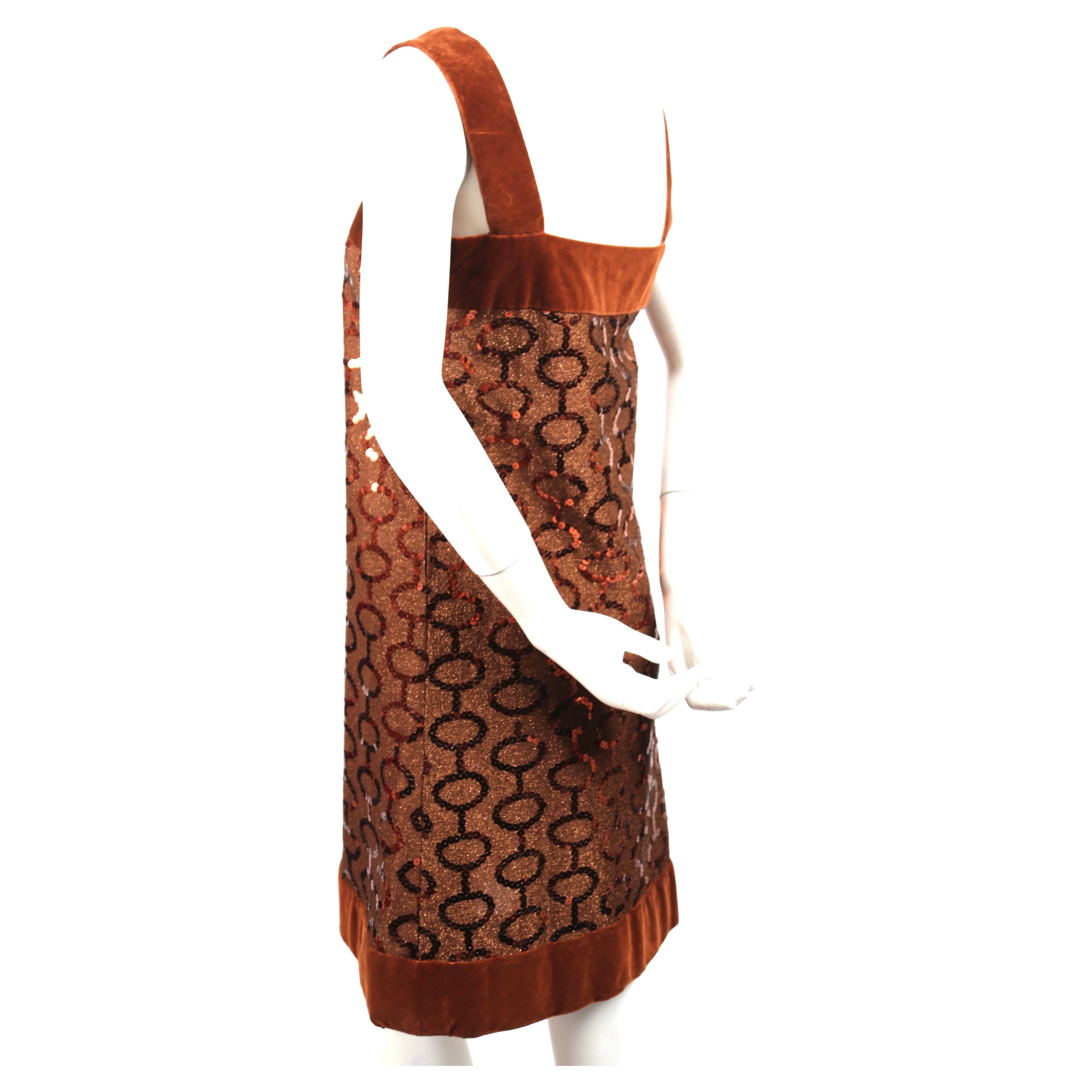 1960's PIERRE CARDIN brown sequined demi-couture dress For Sale 1