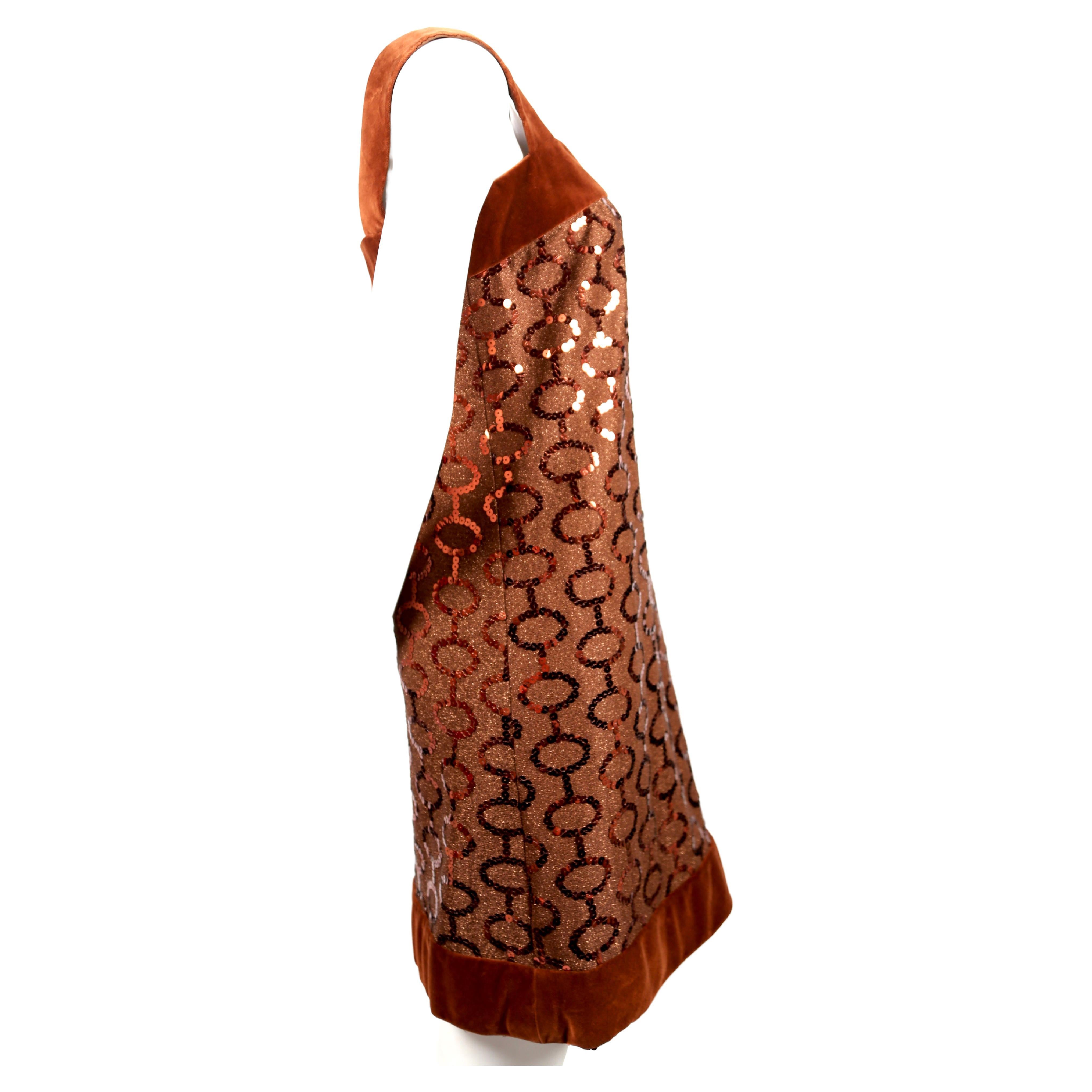 1960's PIERRE CARDIN brown sequined demi-couture dress For Sale 2