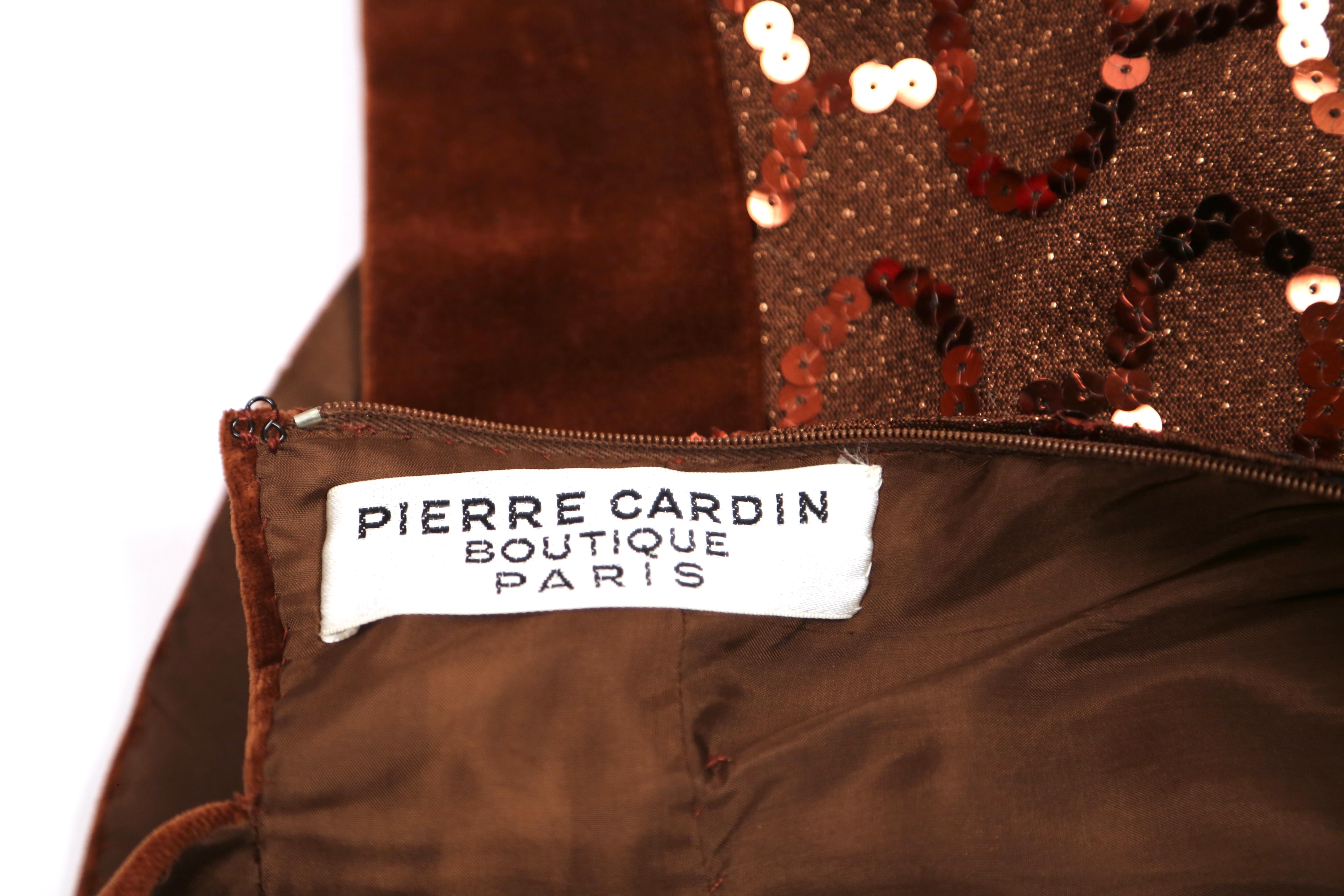 1960's PIERRE CARDIN brown sequined demi-couture dress For Sale 6