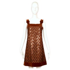 1960's PIERRE CARDIN brown sequined demi-couture dress