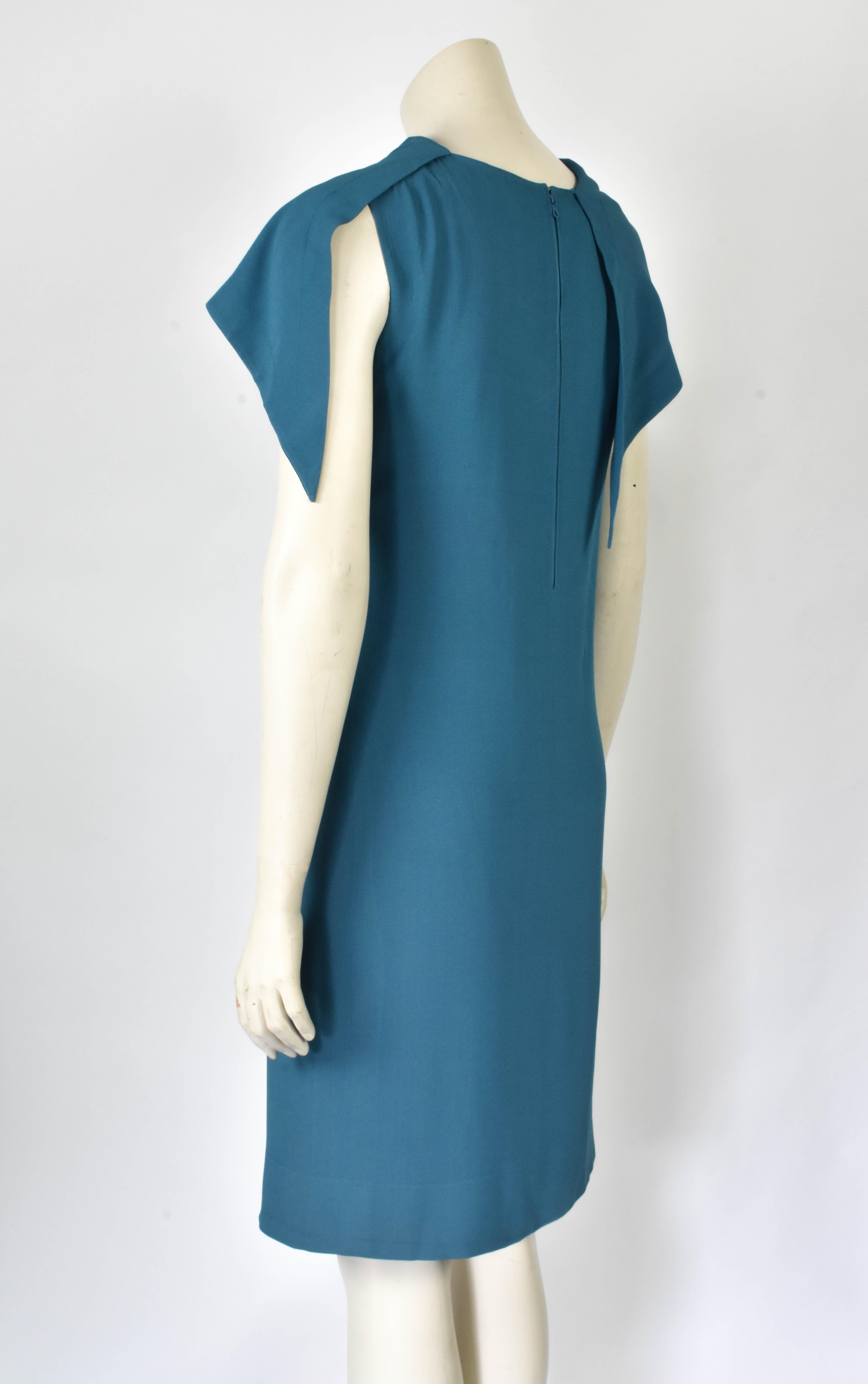 Women's FINAL SALE 1960s Pierre Cardin Haute Couture Assymetrical Blue Space Age Dress For Sale
