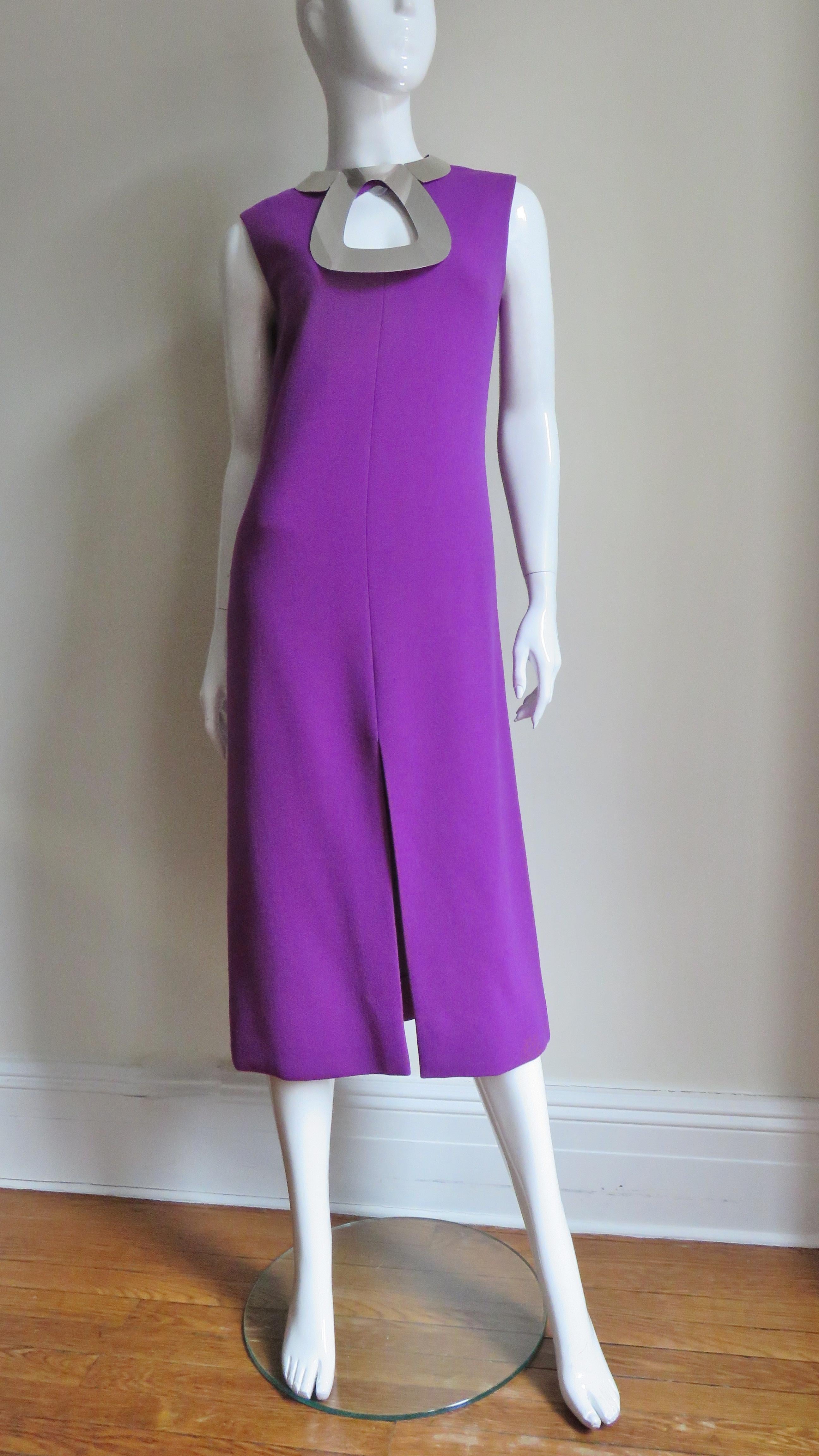 Purple  Pierre Cardin 1960s Iconic Metal Hardware Collar Dress For Sale