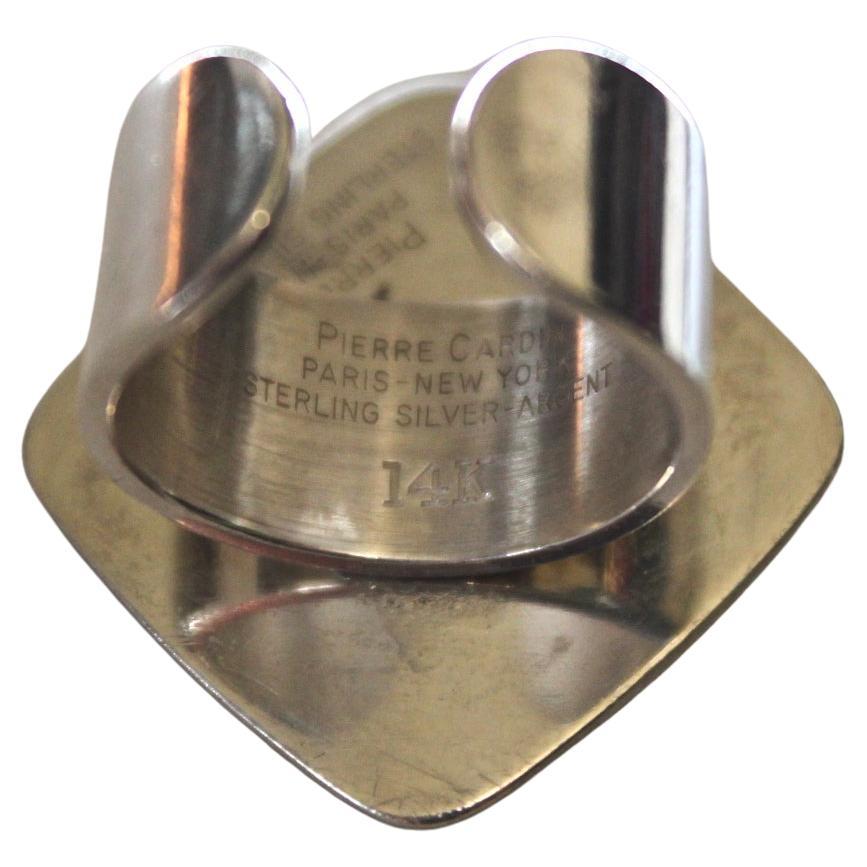 Anello PIERRE CARDIN anni '60 in argento 925 e oro 14k, grande, dell'era dello spazio in vendita 7