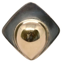 1960's PIERRE CARDIN large sterling silver & 14k gold space age ring