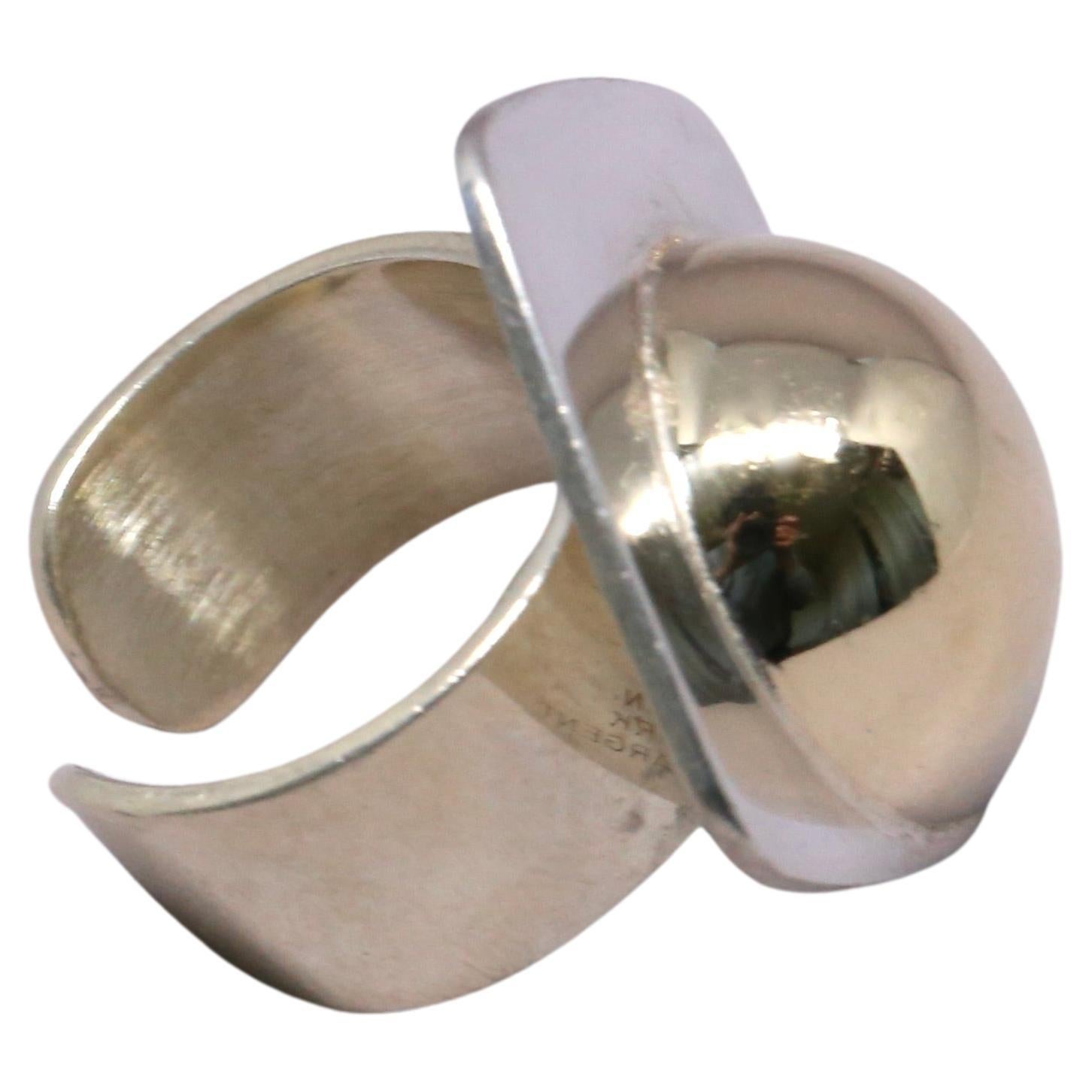 Anello PIERRE CARDIN anni '60 in argento 925 e oro 14k, grande, dell'era dello spazio in vendita 1