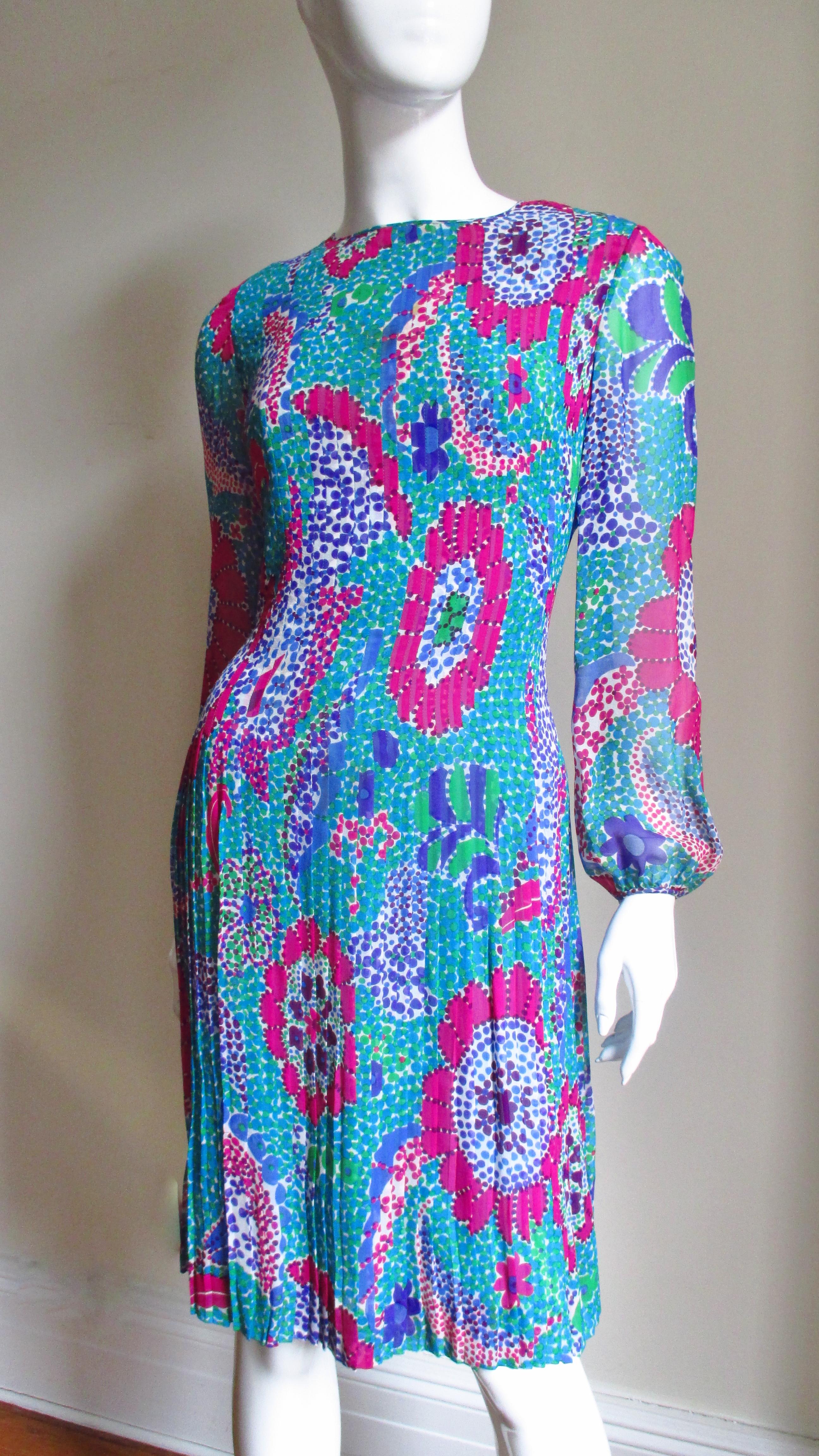 Blue Pierre Cardin 1960s Silk Dress For Sale