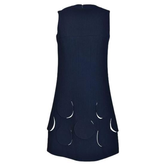 1960s Pierre Cardin Navy Dress with Circles