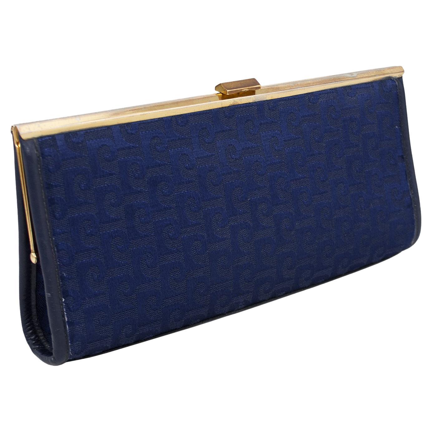 1960's Pierre Cardin Navy Logo Fabric Clutch For Sale