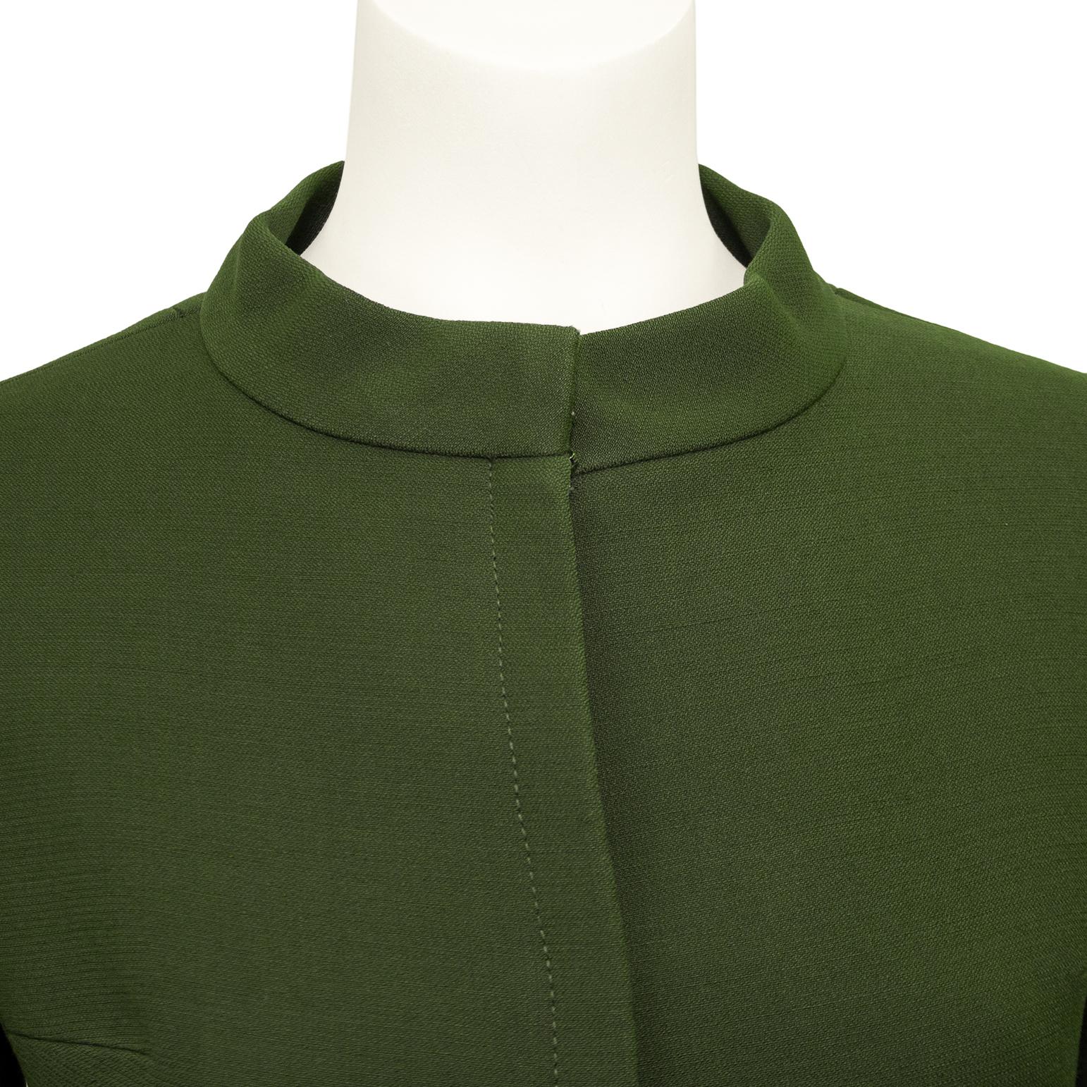 1960s Pierre Cardin Olive Green Mod Coatdress  For Sale 2