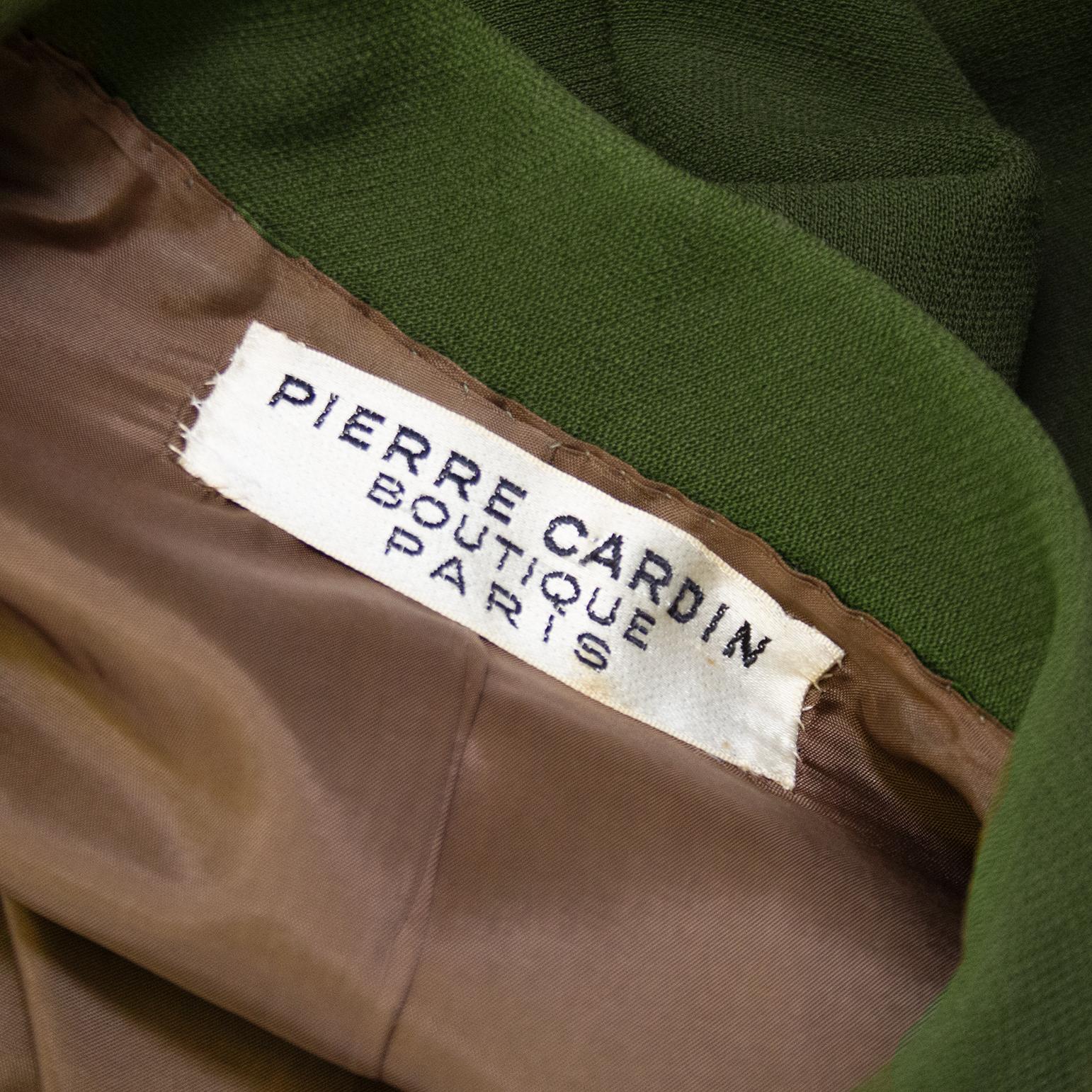 1960er Jahre Pierre Cardin Olivgrünes Mod-Mantelkleid  im Angebot 3