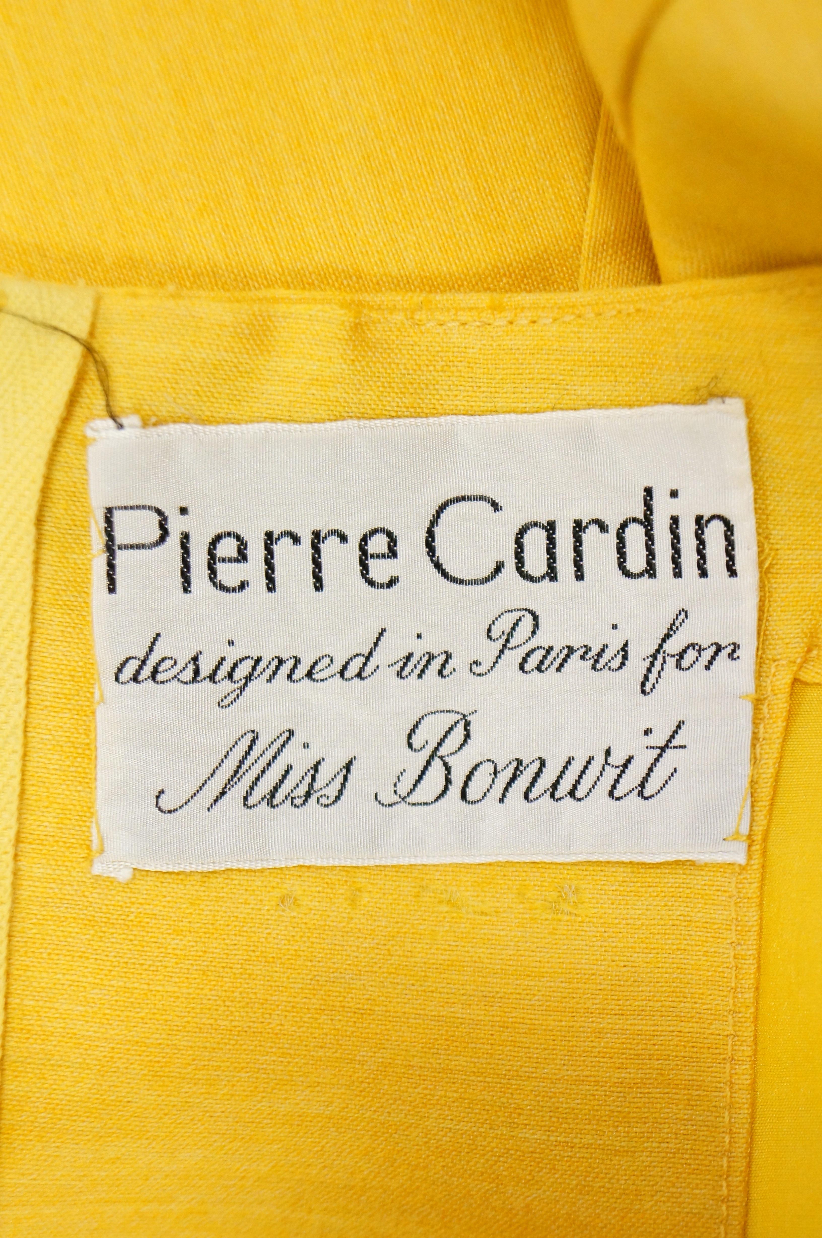  1960s Pierre Cardin Sunshine Yellow Wool Mod Dress For Sale 3
