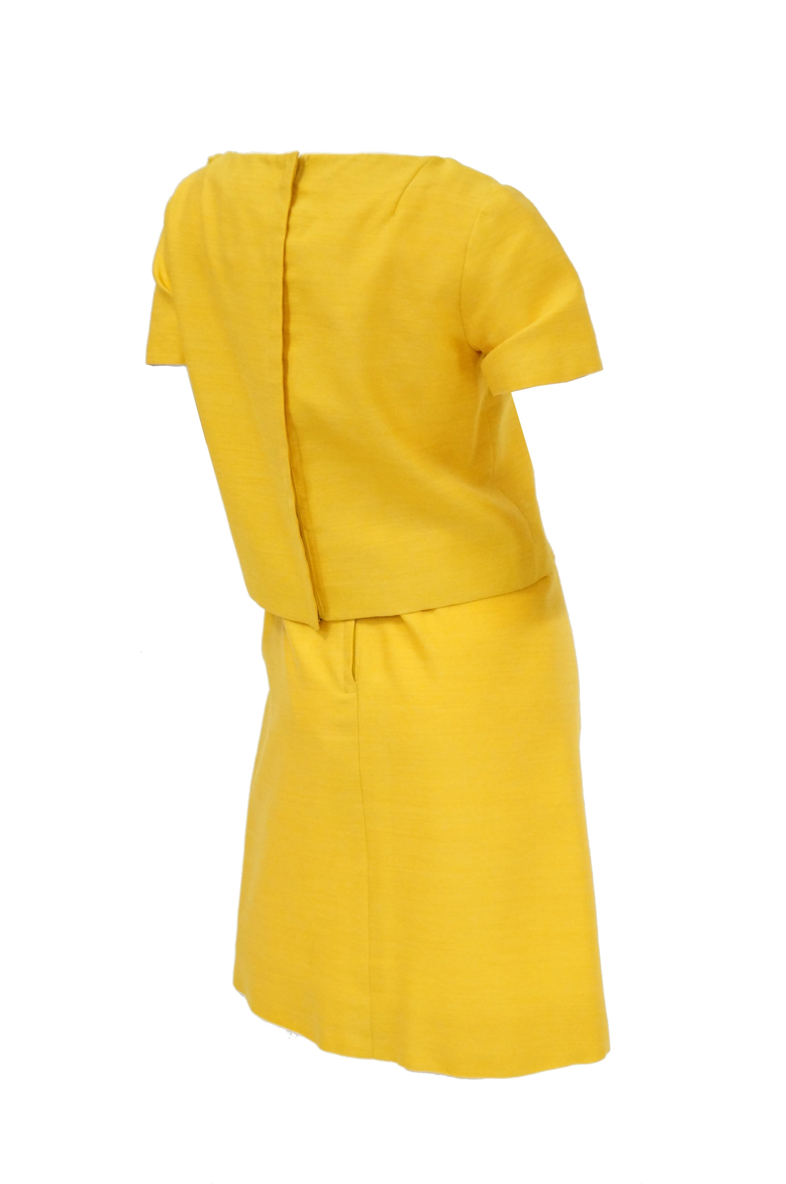 Women's 1960s Pierre Cardin Sunshine Yellow Wool Mod Dress For Sale