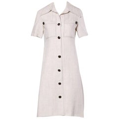 Vintage-Leinenkleid im Mod-Stil von Pierre Cardin aus den 1960er Jahren mit Schärpengürtel