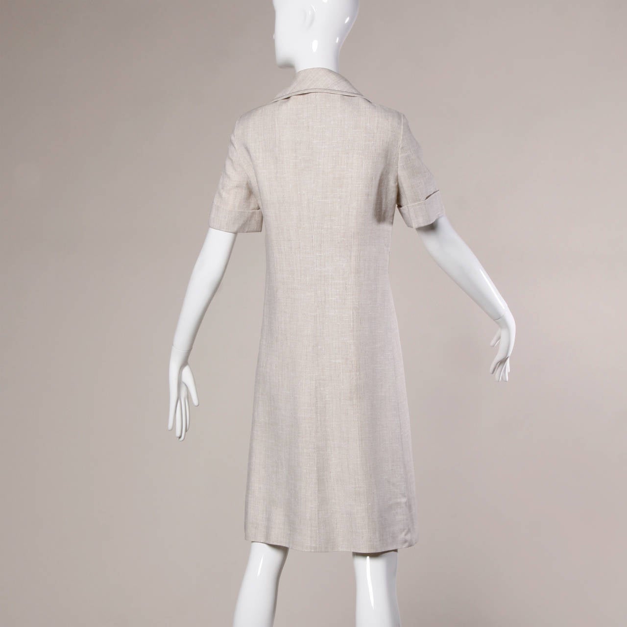 Women's 1960s Pierre Cardin Vintage Mod Linen Dress and Sash Belt For Sale