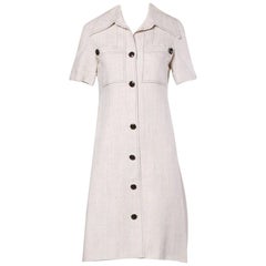 1960s Pierre Cardin Vintage Mod Linen Dress and Sash Belt