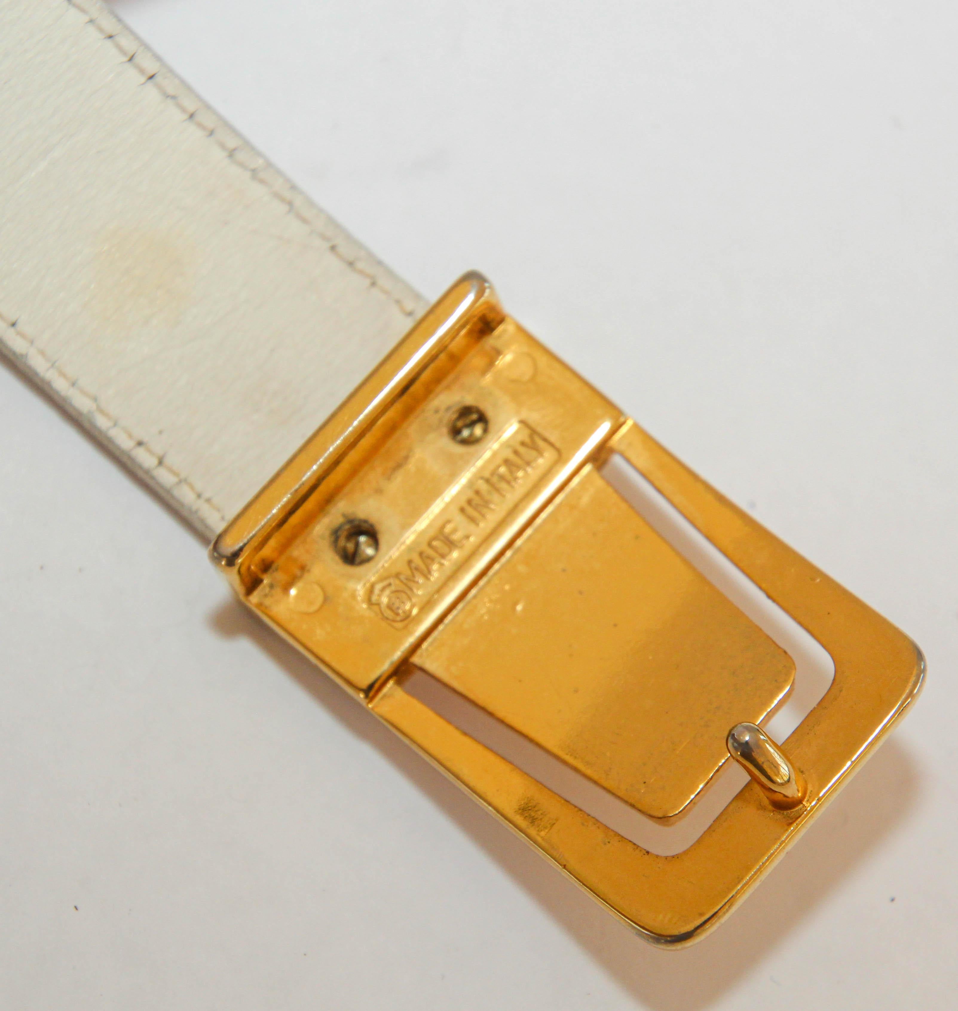 1960's Pierre Cardin Vintage White Leather Waist Belt For Sale 1