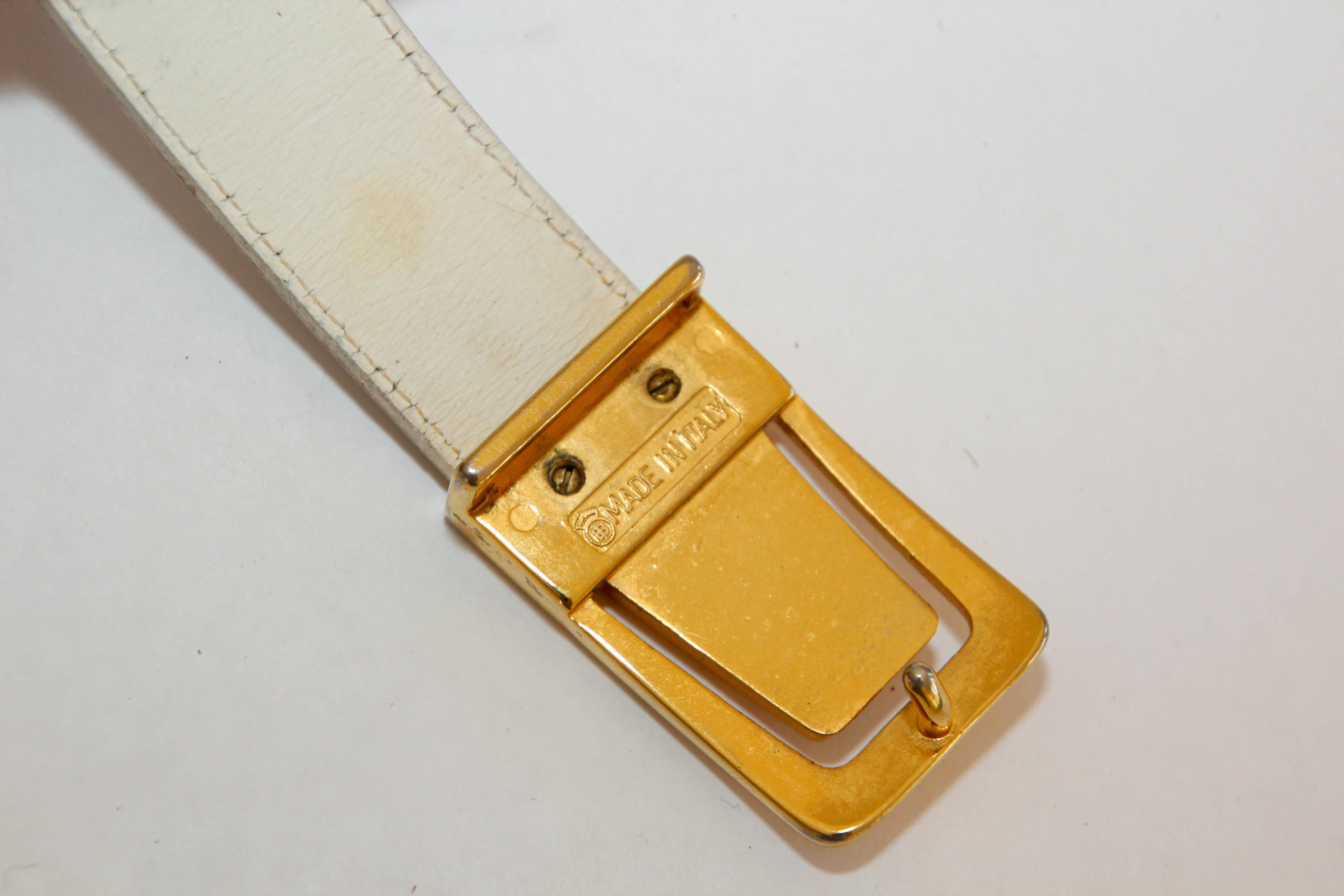 1960's Pierre Cardin Vintage White Leather Waist Belt For Sale 2