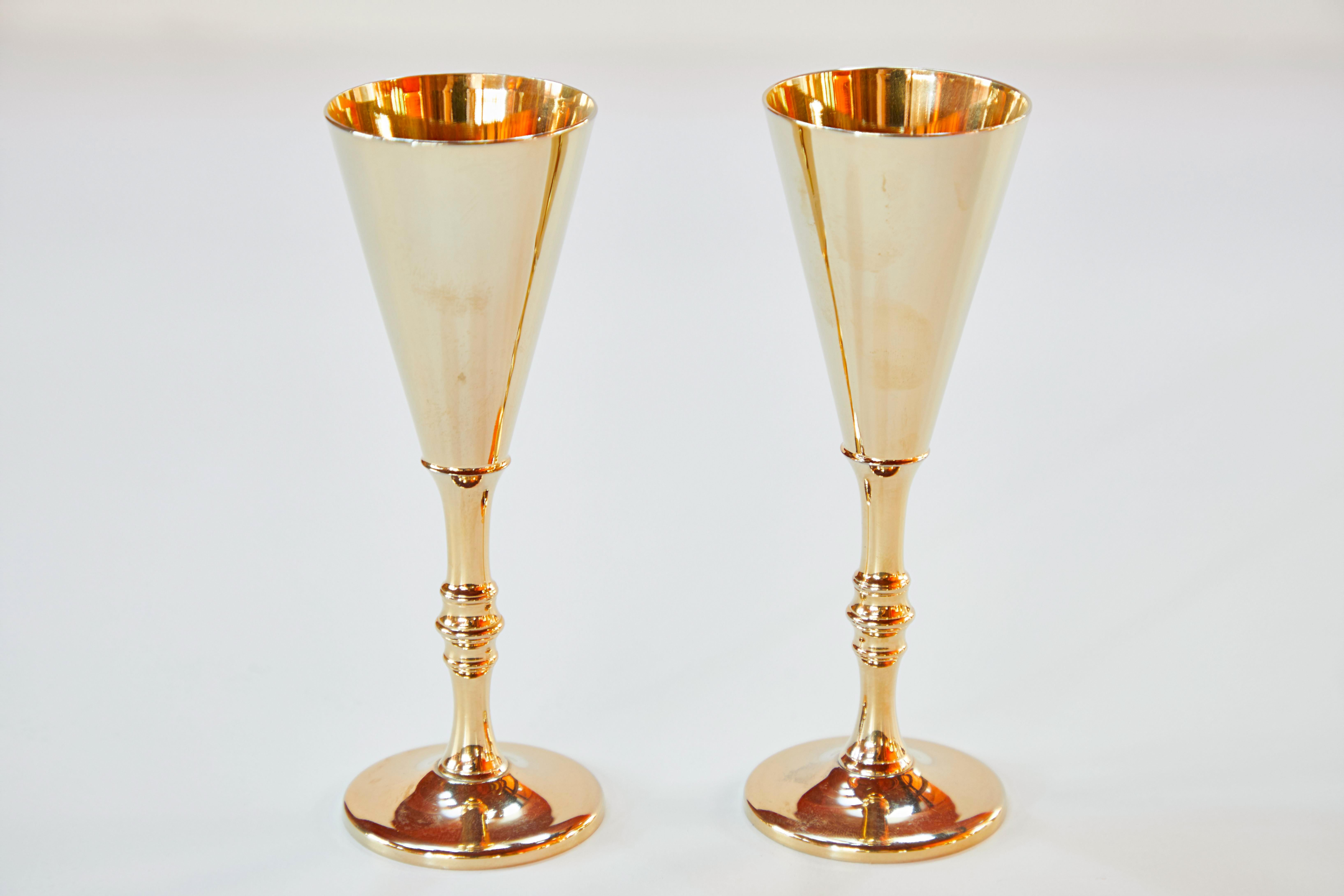 Mid-20th Century 1960s Pierre Forsell Gilt Flask and Glasses for Skultuna