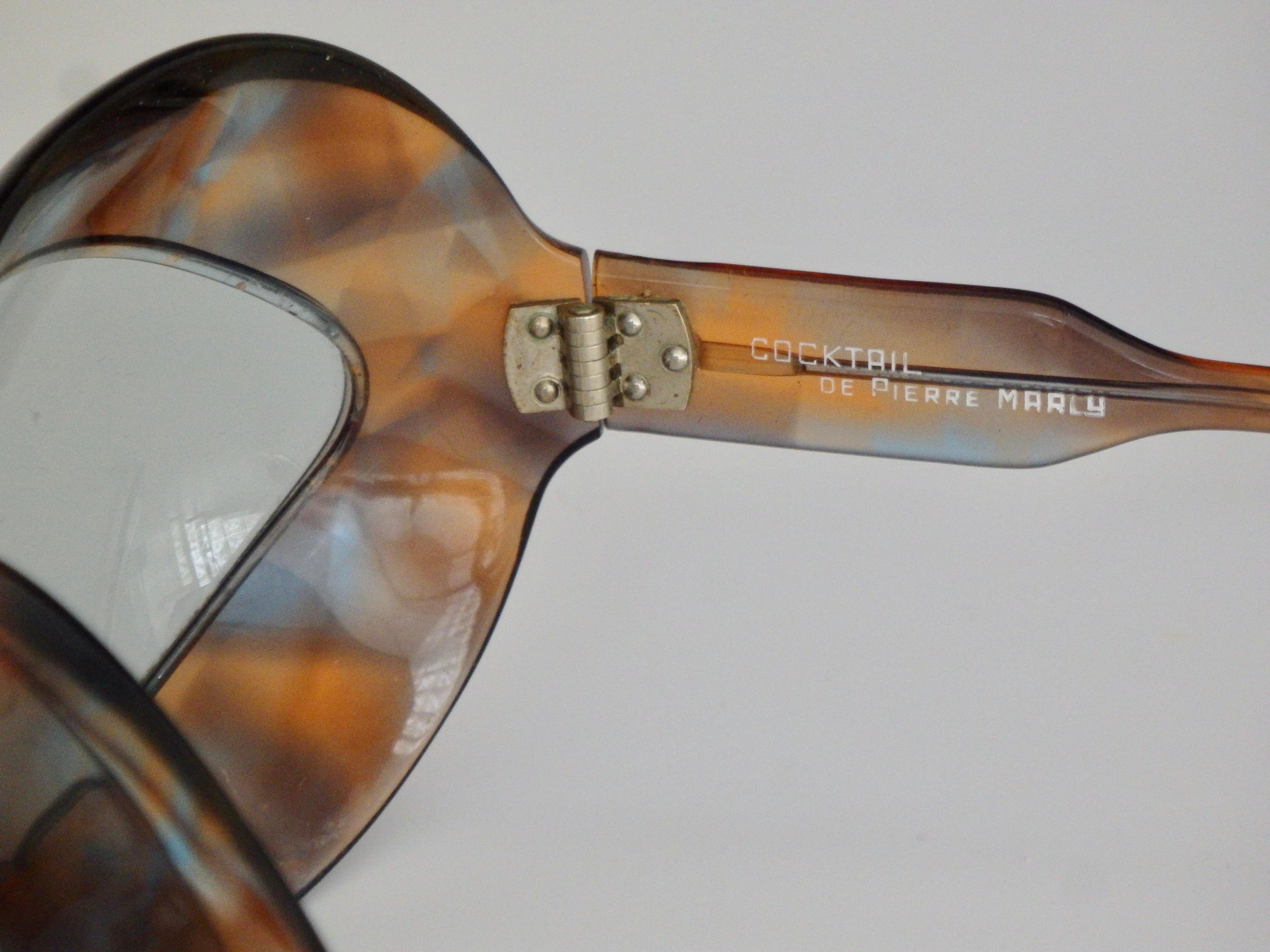 1960s Pierre Marly Cocktail Sunglasses Oversized Avant-Garde Tortoise Frame For Sale 1