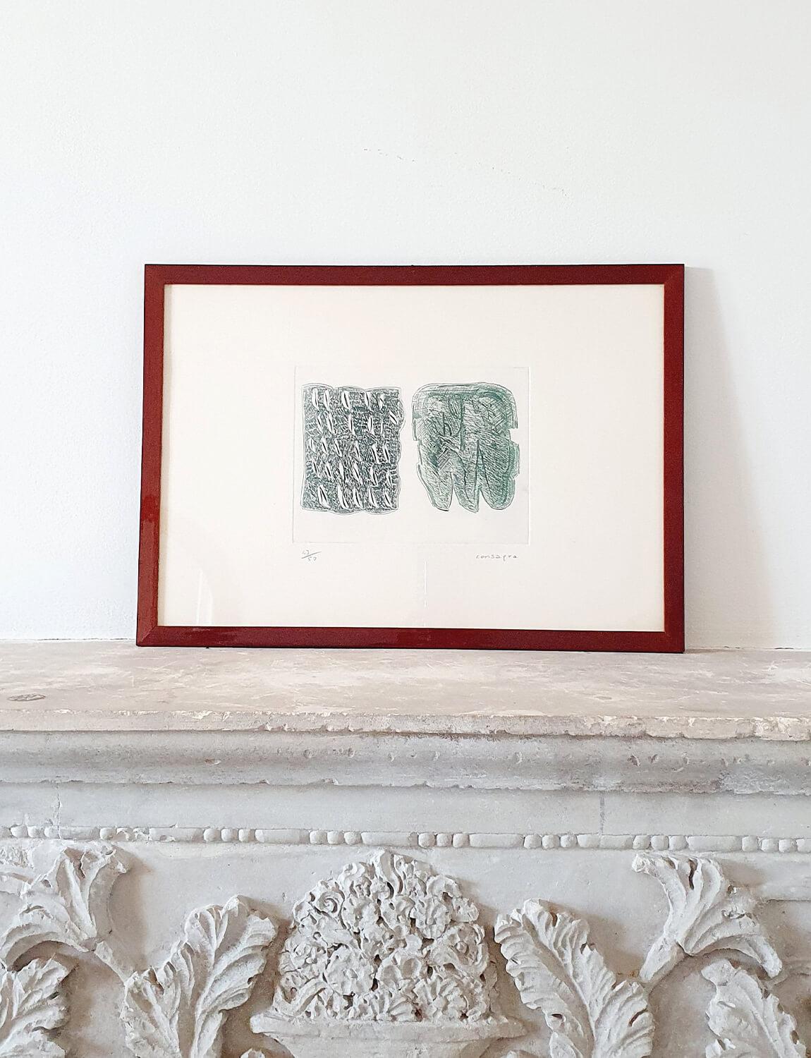 Italian 1960s Pietro Consagra Green Abstract Print For Sale