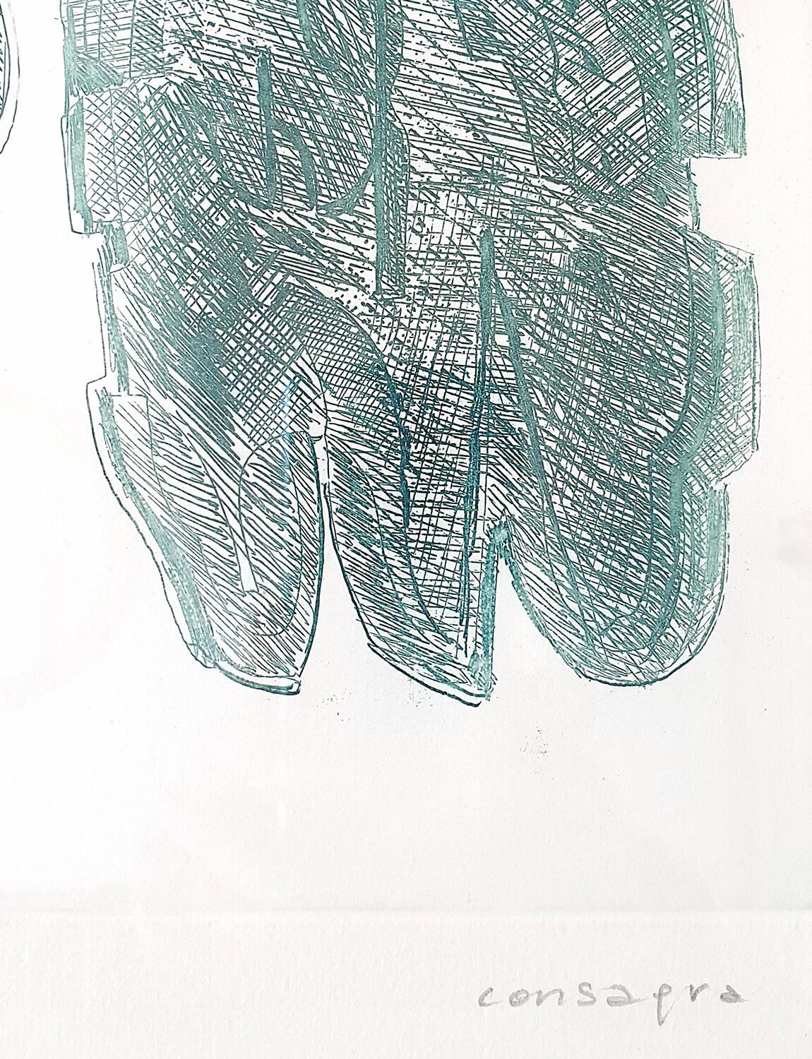 Pietro Consagra, abstrakter Druck in Grün, 1960er Jahre (Mitte des 20. Jahrhunderts) im Angebot