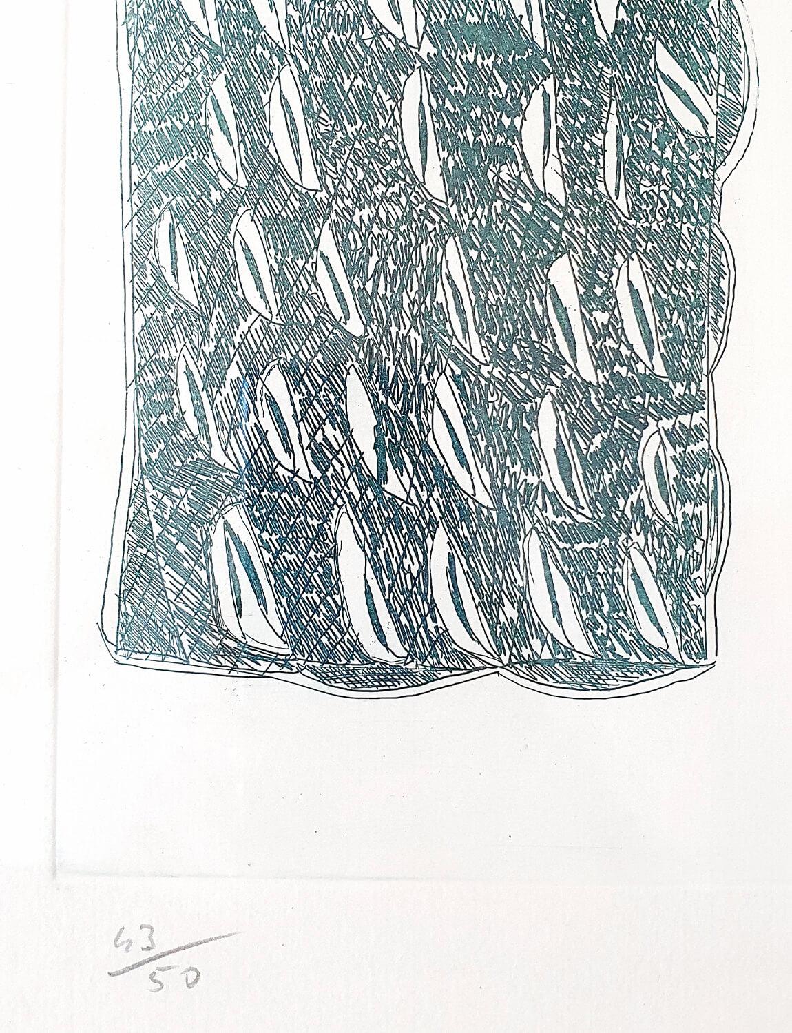 Paper 1960s Pietro Consagra Green Abstract Print For Sale