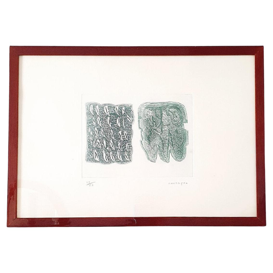 1960s Pietro Consagra Green Abstract Print For Sale