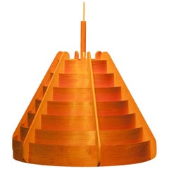 1960s Pine Bent Wood Large Pendant by Hans-Agne Jakobsson for Ellysett