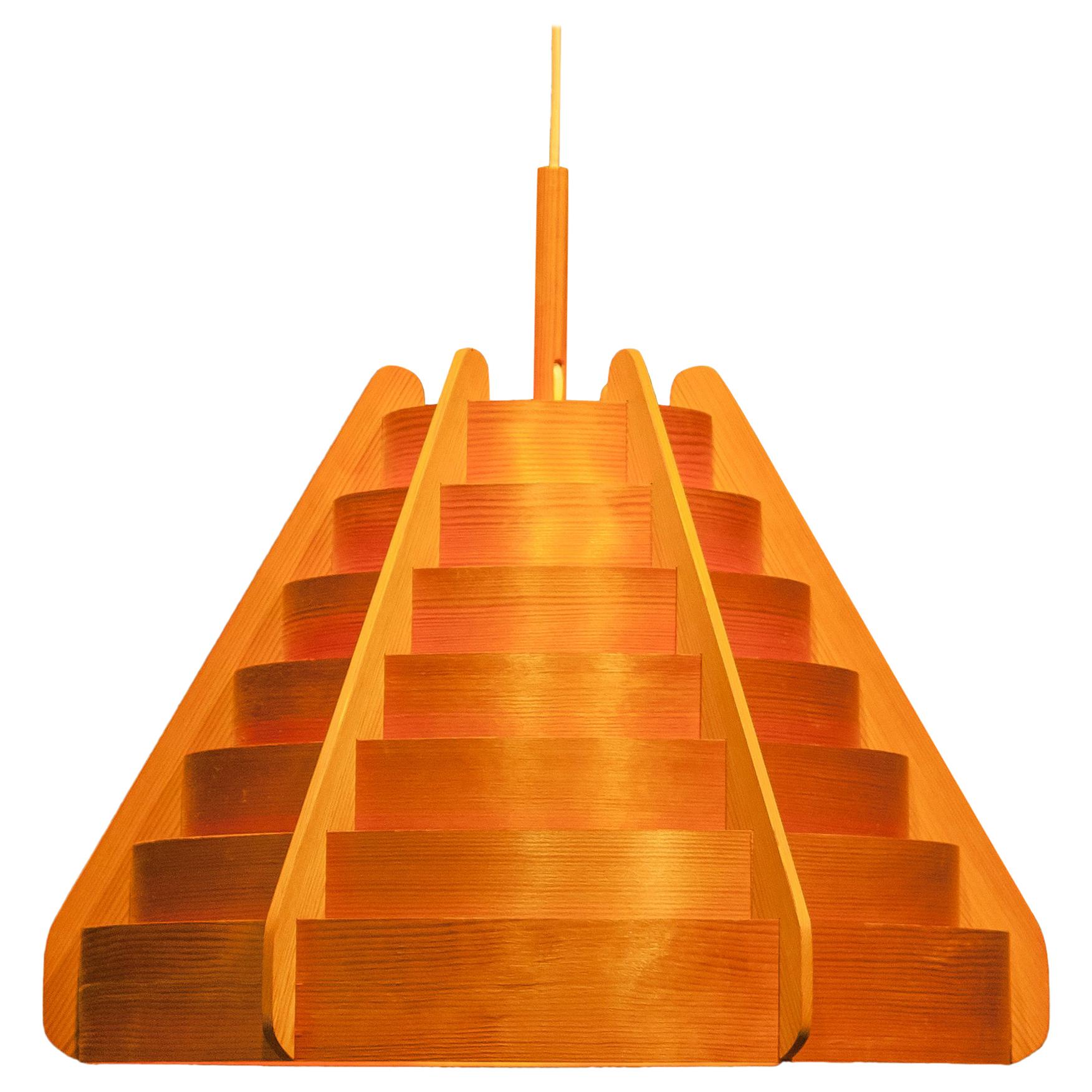 1960s Pine Bent Wood Large Pendant by Hans-Agne Jakobsson for Ellysett