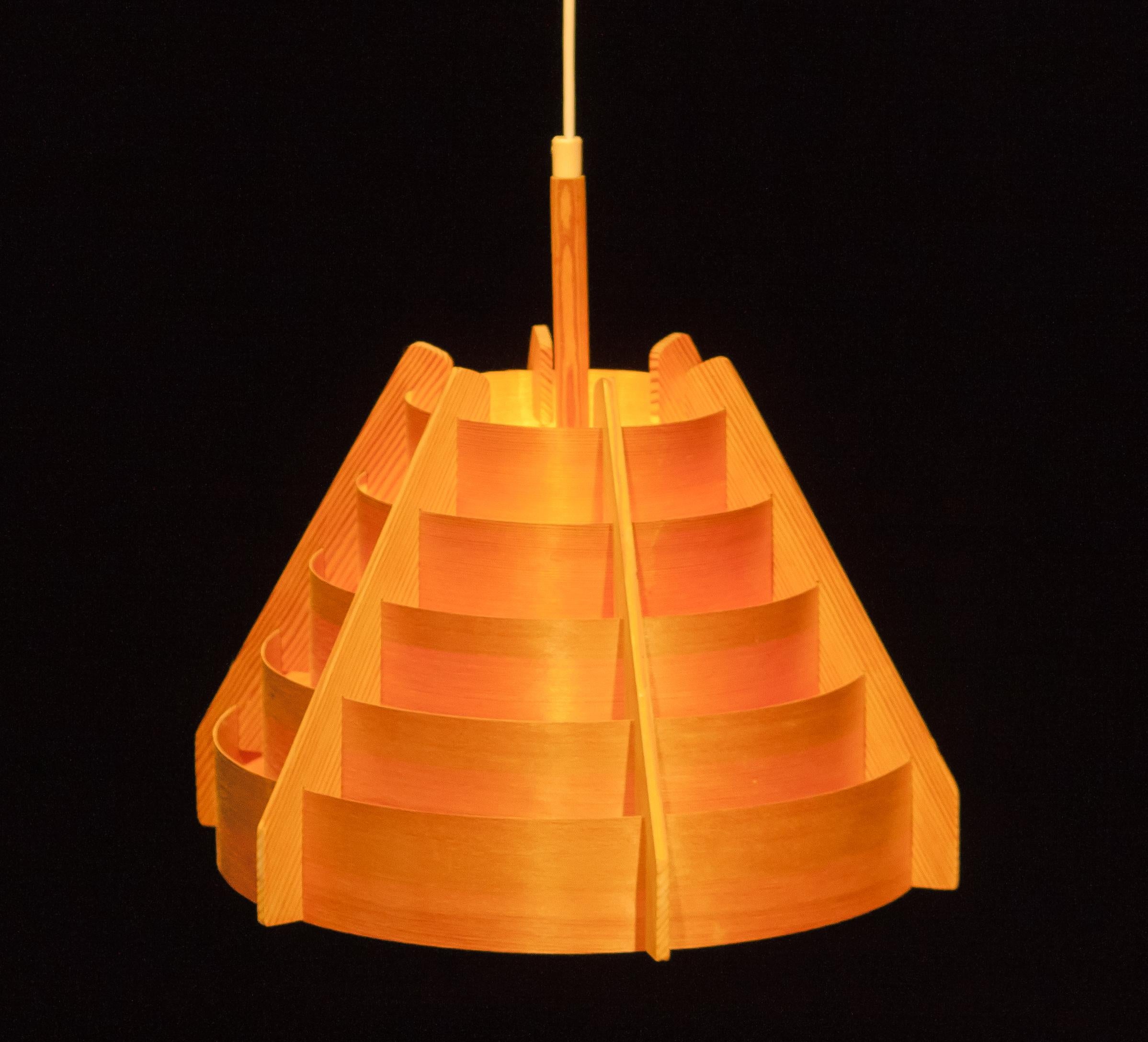 Mid-20th Century 1960s, Pine Bentwood Pendant by Hans-Agne Jakobsson for Ellysett