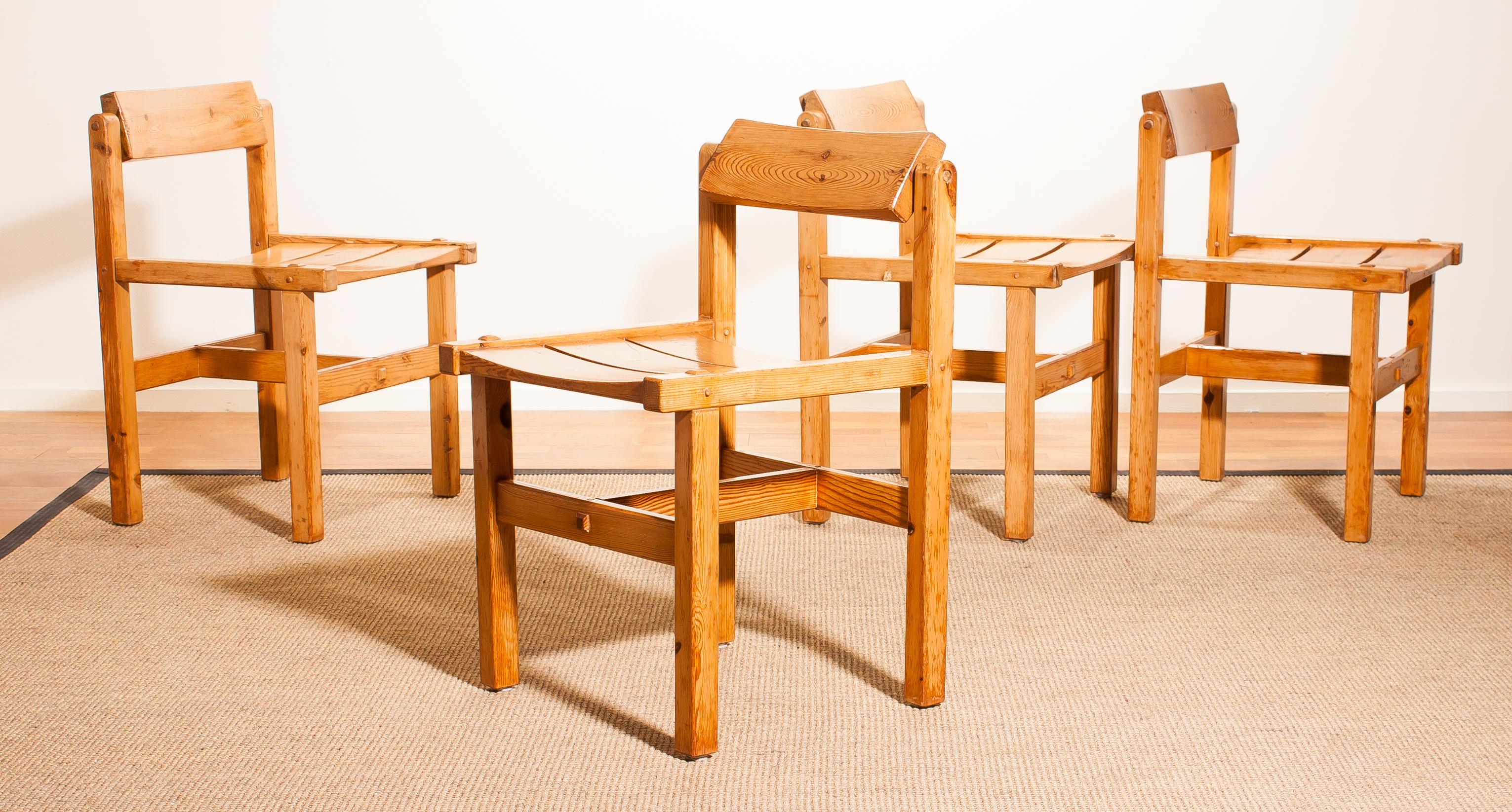 1960s, Pine Set of Four Chairs by Edvin Helseth, Norway 5