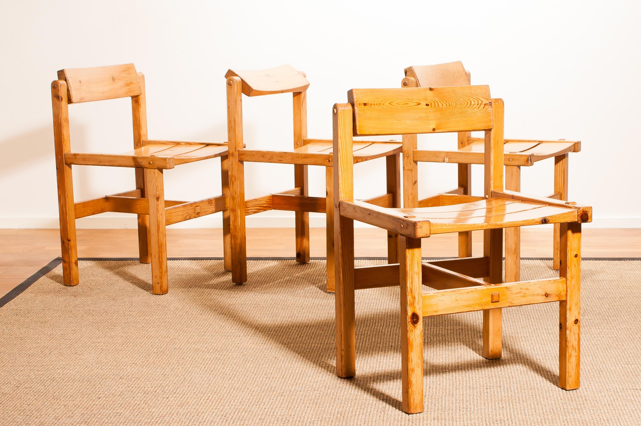1960s, Pine Set of Four Chairs by Edvin Helseth, Norway 8