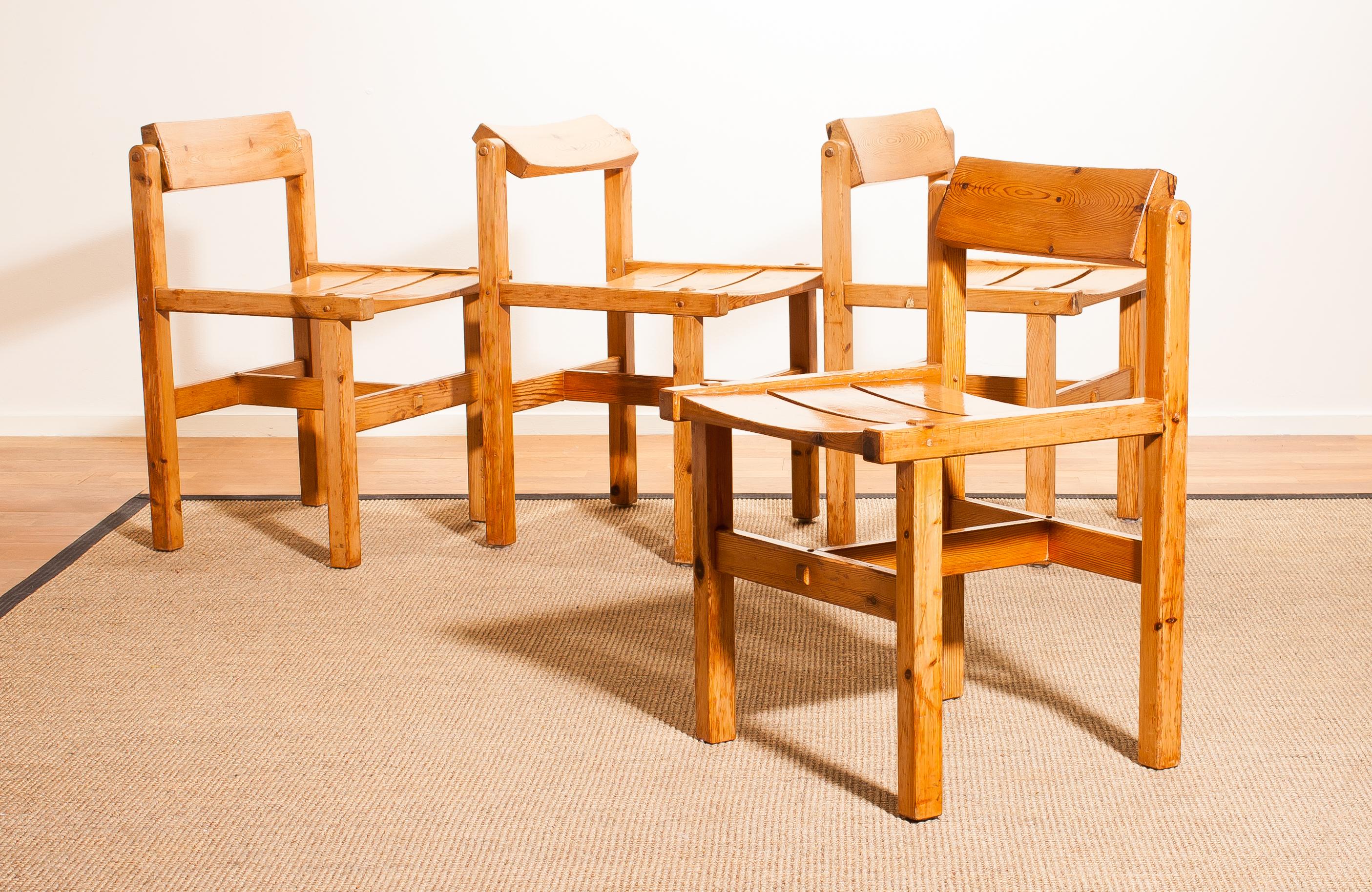 1960s, Pine Set of Four Chairs by Edvin Helseth, Norway 9