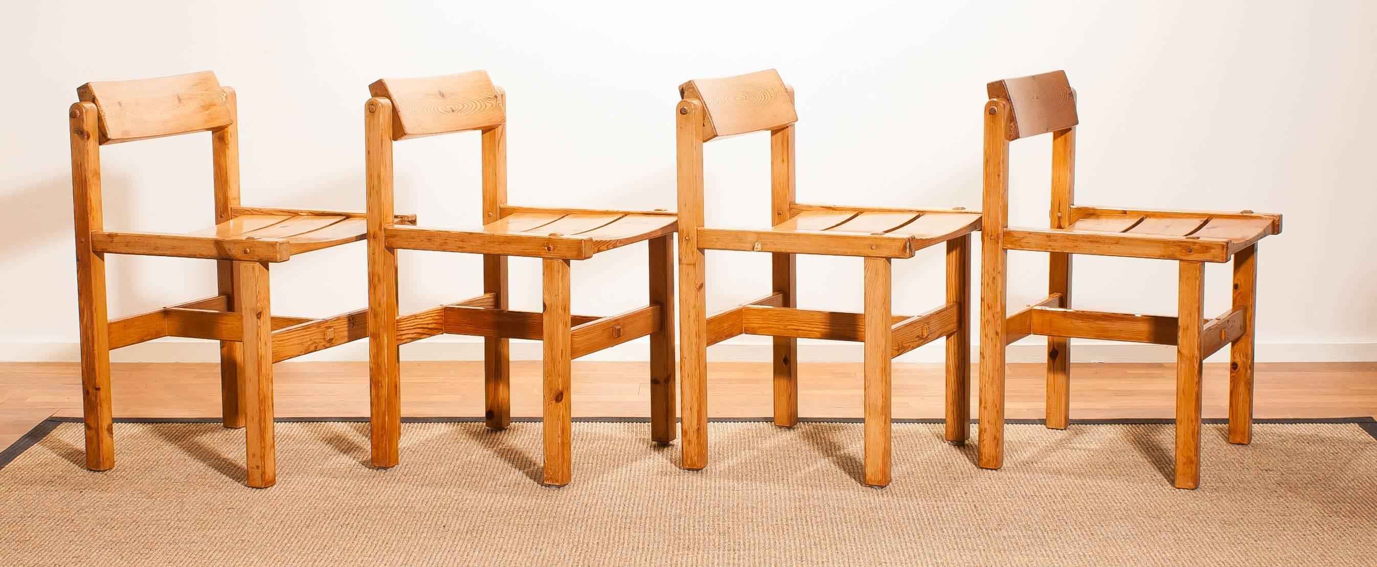 1960s, Pine Set of Four Chairs by Edvin Helseth Norway 2