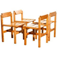 1960s, Pine Set of Four Chairs by Edvin Helseth Norway