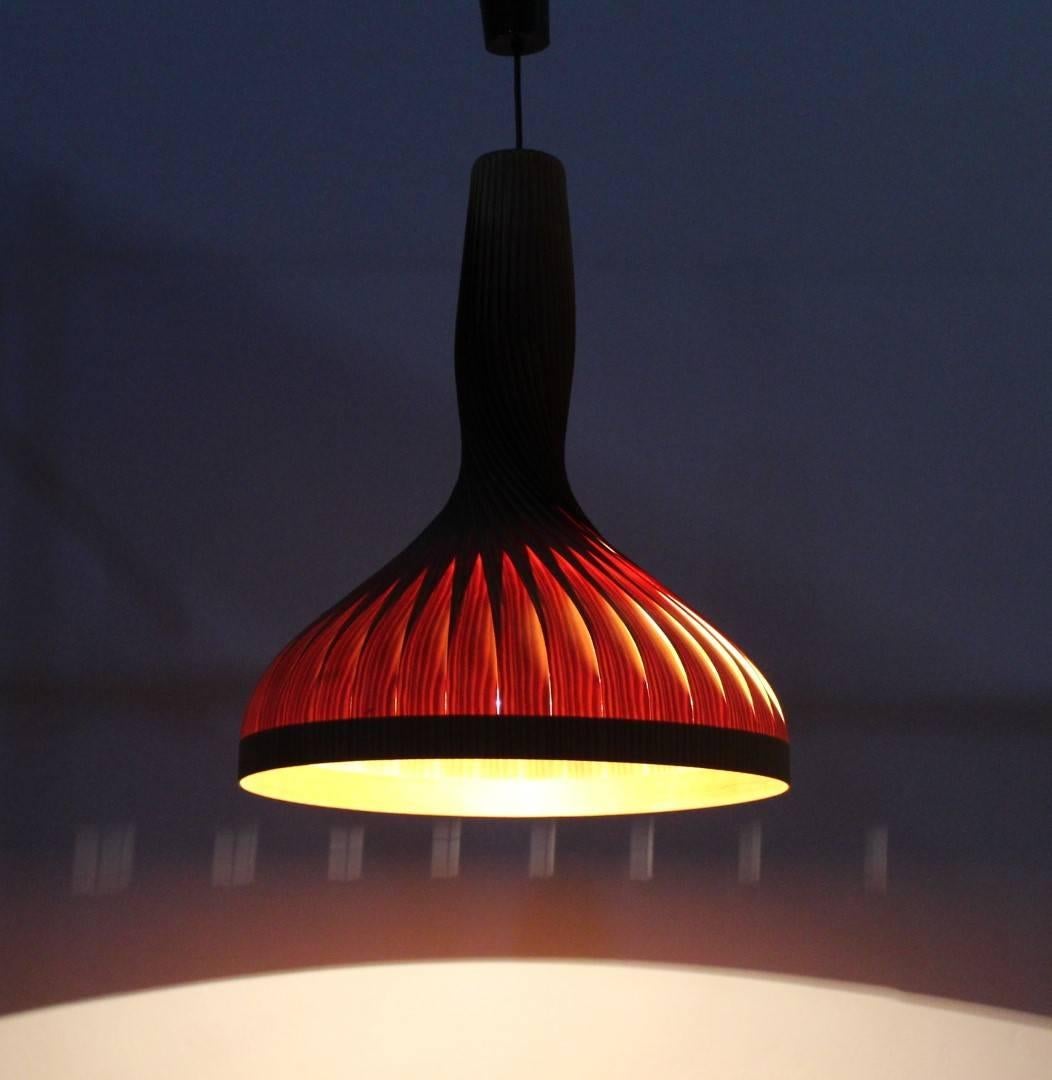 Scandinavian Modern 1960s Pine Veneer Pendant Lamp, Hans-Agne Jakobsson