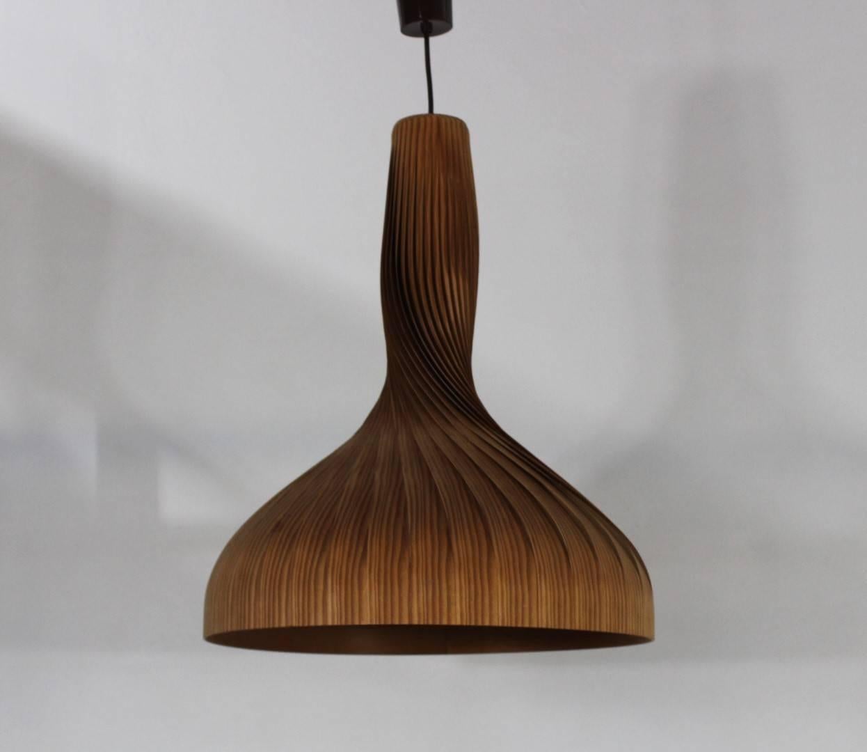 1960s Pine Veneer Pendant Lamp, Hans-Agne Jakobsson 1