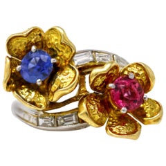 1960s Pink and Blue Sapphire Bypass Ring
