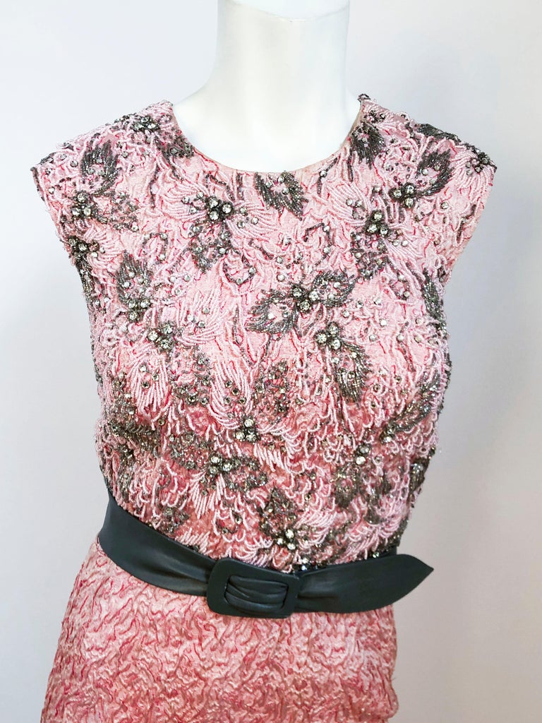 1960's Pink Beaded and Jeweled Dress at 1stDibs