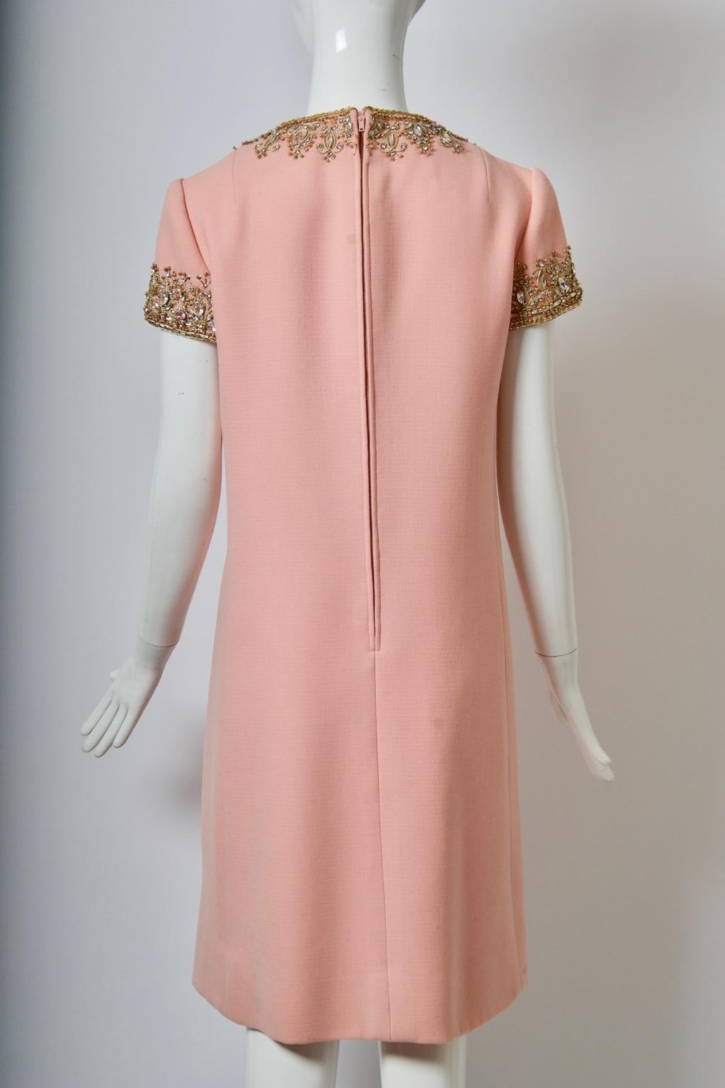 Women's 1960s Pink Beaded Cocktail Dress For Sale