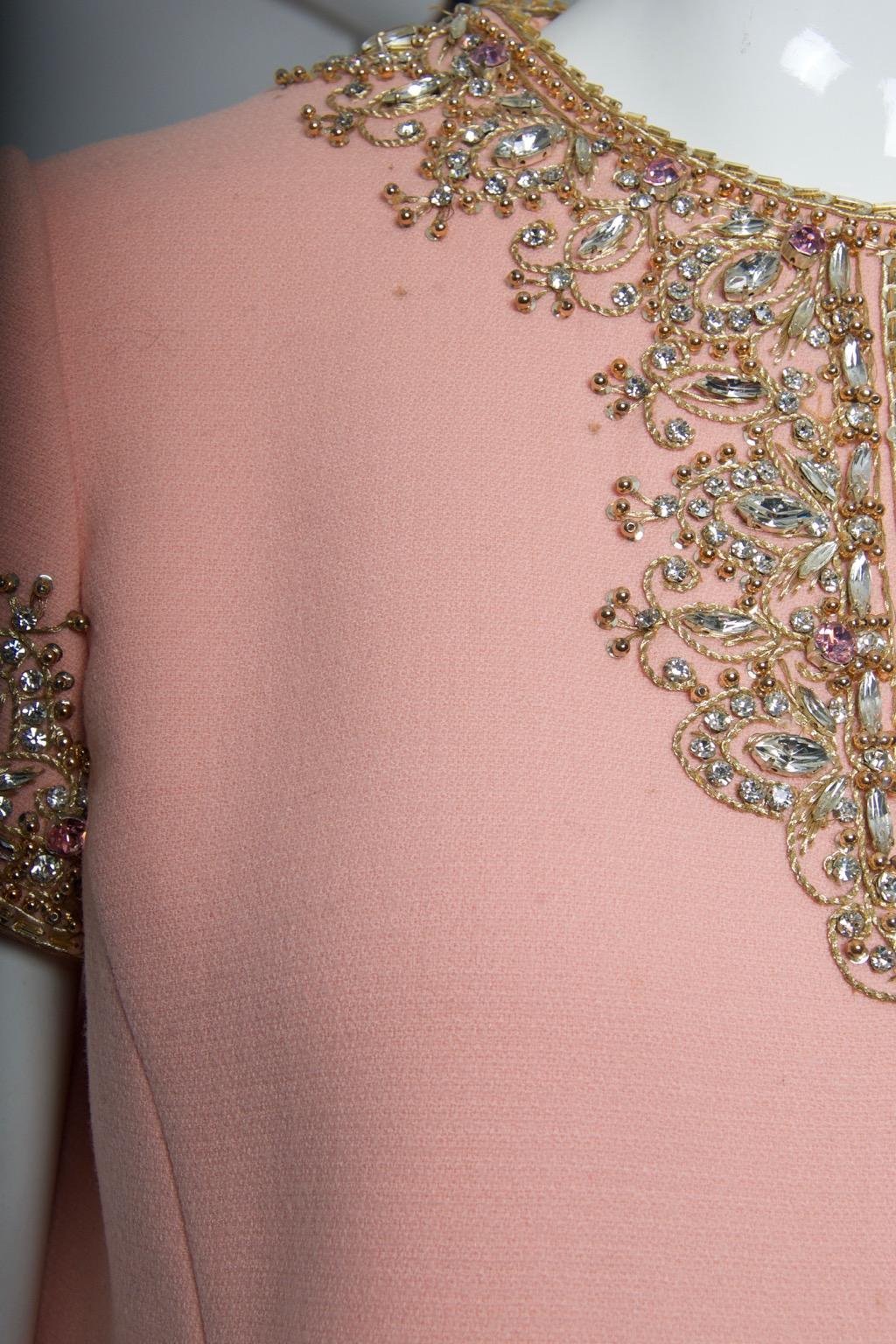 1960s Pink Beaded Cocktail Dress For Sale 3