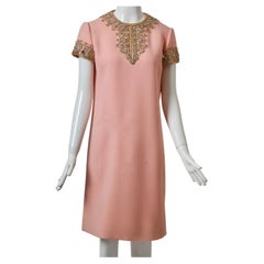 1960s Pink Beaded Cocktail Dress