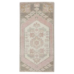 1960s Pink & Beige Vintage Turkish Mini Rug 1'4" X 2'8"