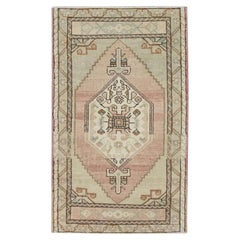 1960s Pink & Beige Vintage Turkish Mini Rug 1'7" X 3'2"