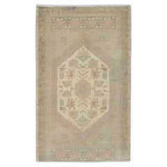 1960s Pink 
Beige Vintage Turkish Mini Rug 1
9" X 3
1"